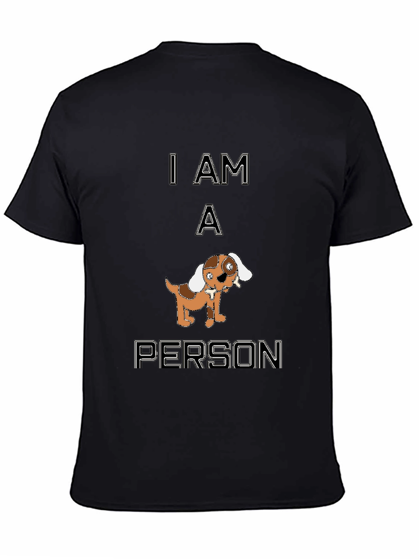 Black Funny "I Am A Person" Dog Graphic Black T-Shirt view 4