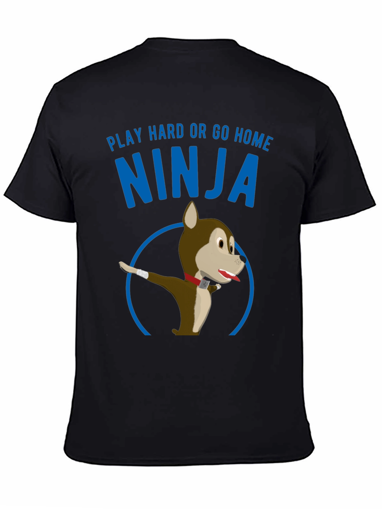 Black Play Hard Ninja Dog Graphic Tee view 4