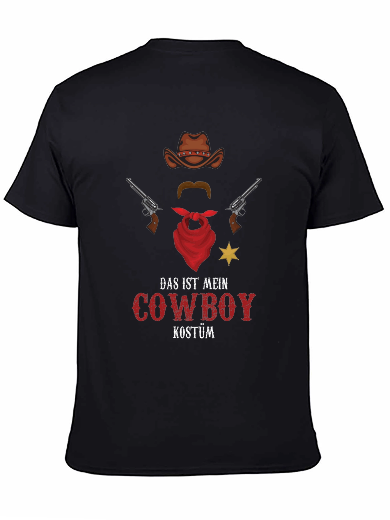 Black Cowboy Costume T-Shirt - Novelty Western Style Tee view 4