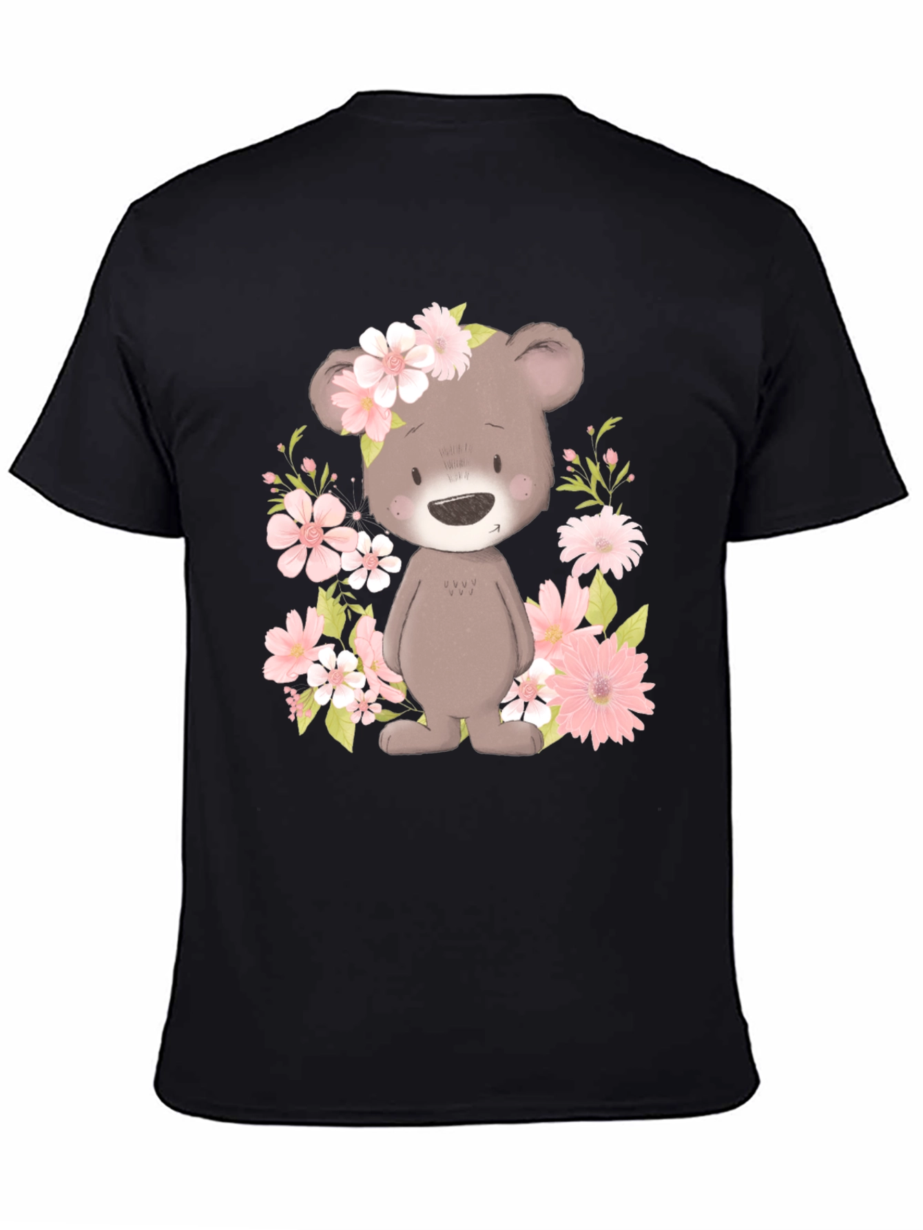 Black Floral Bear Graphic Tee view 4