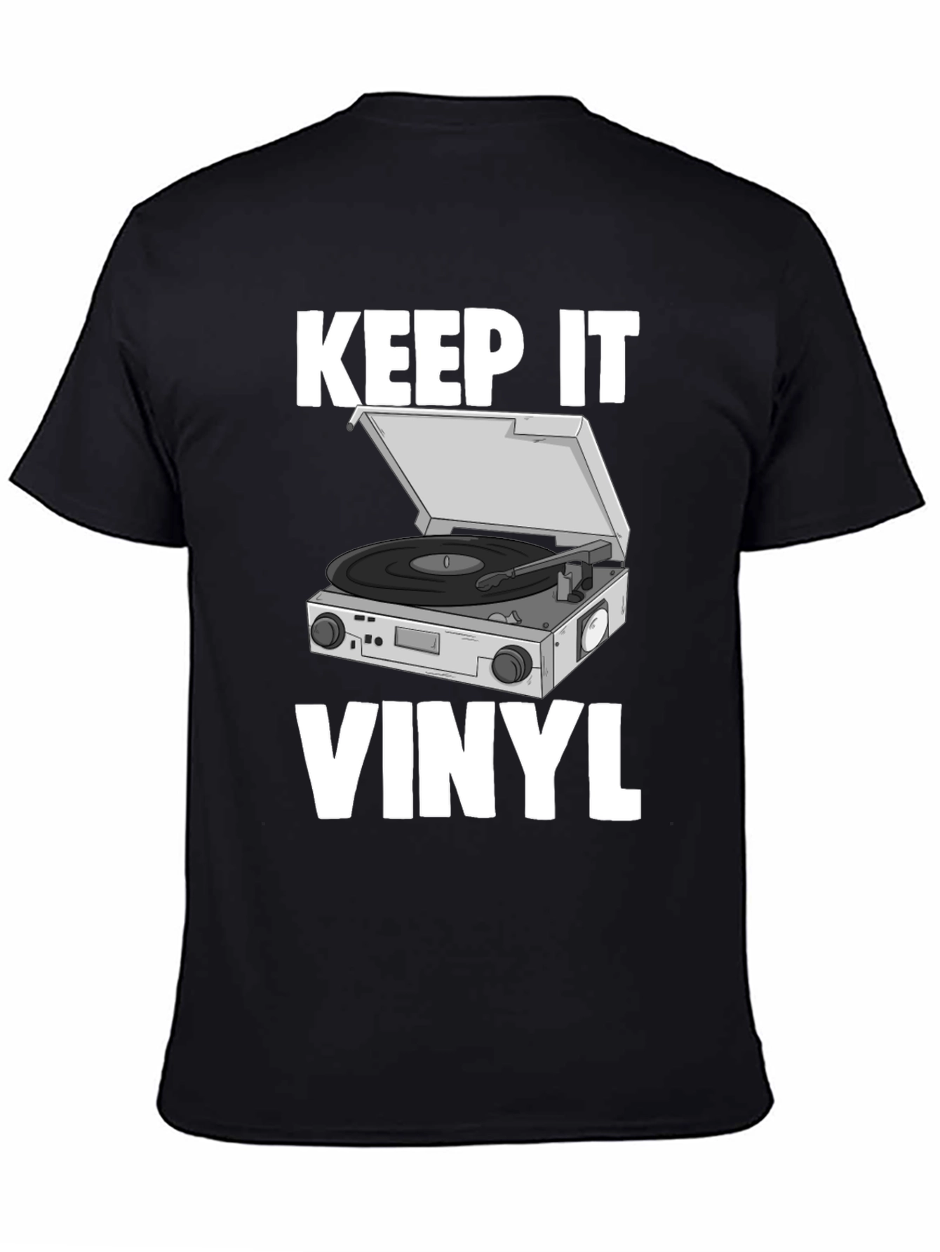 Black Keep It Vinyl T-Shirt - Retro Music Lover Tee view 4