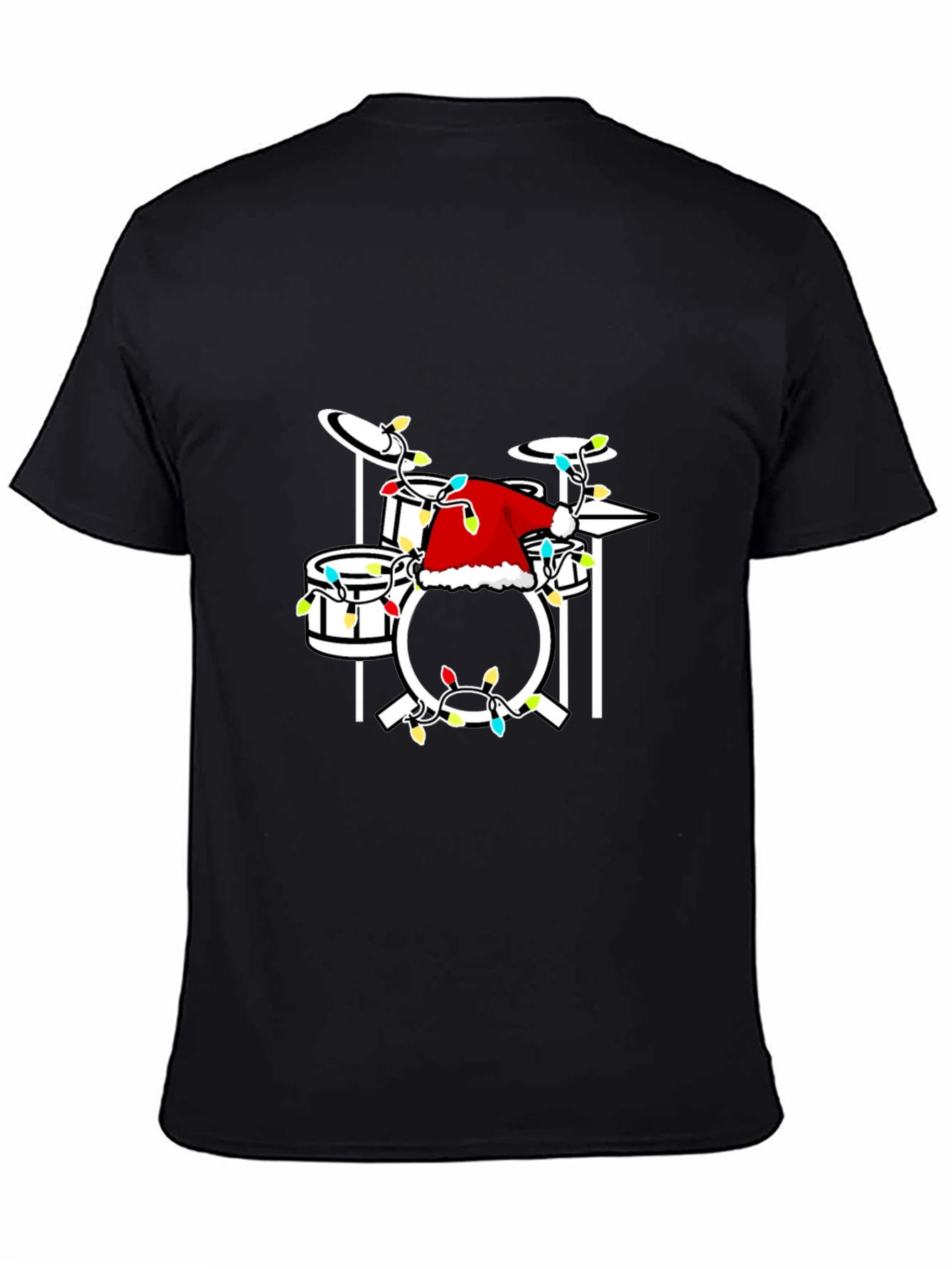 Black Drum Set Christmas T-Shirt view 4