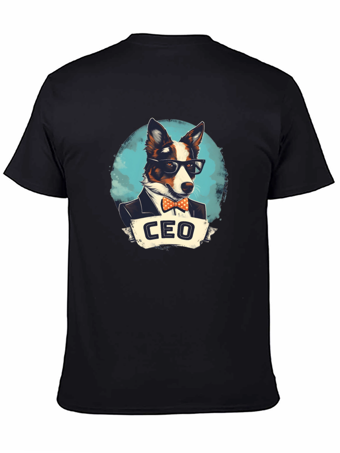 Black CEO Dog T-Shirt - Black Cotton Tee with Funny Graphic view 4
