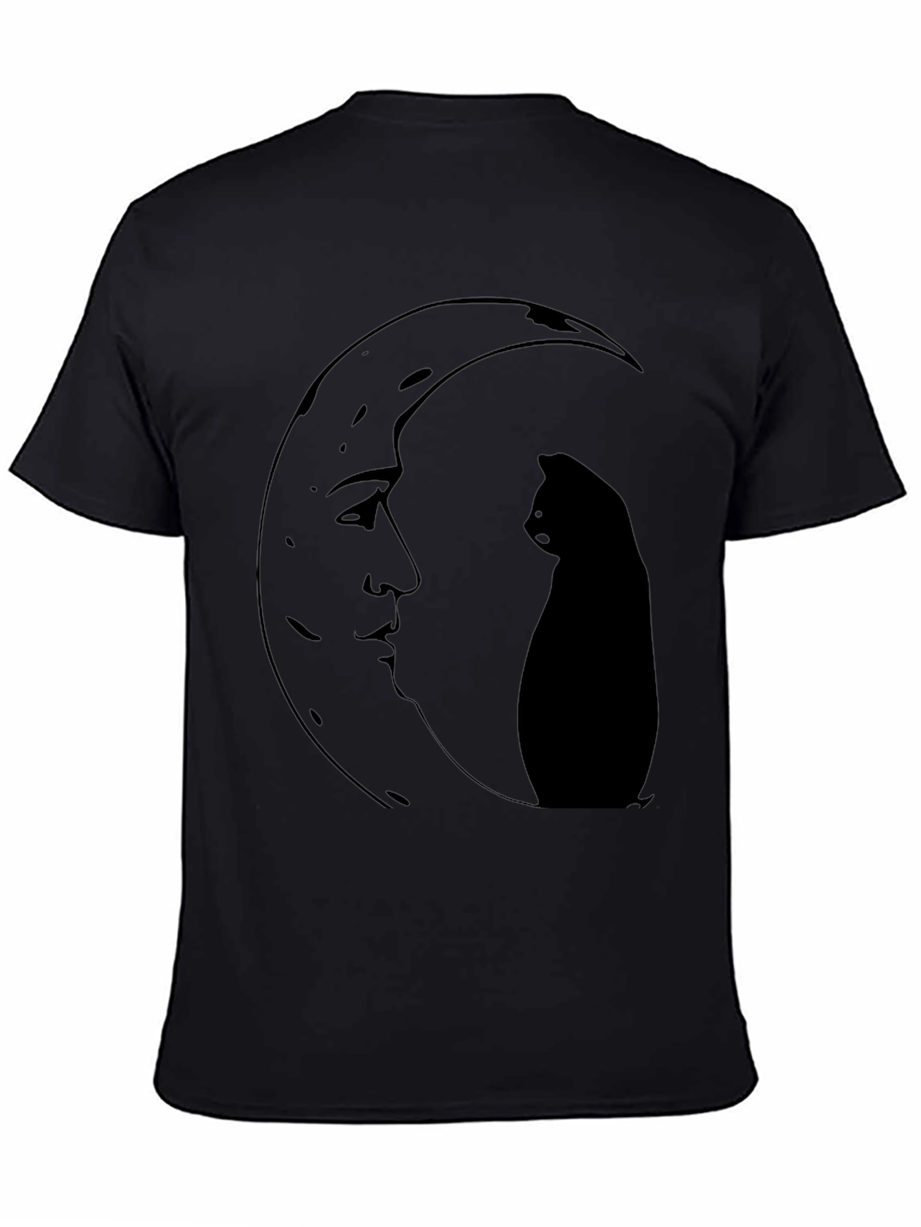Black Moon Cat Graphic Tee - Black view 4