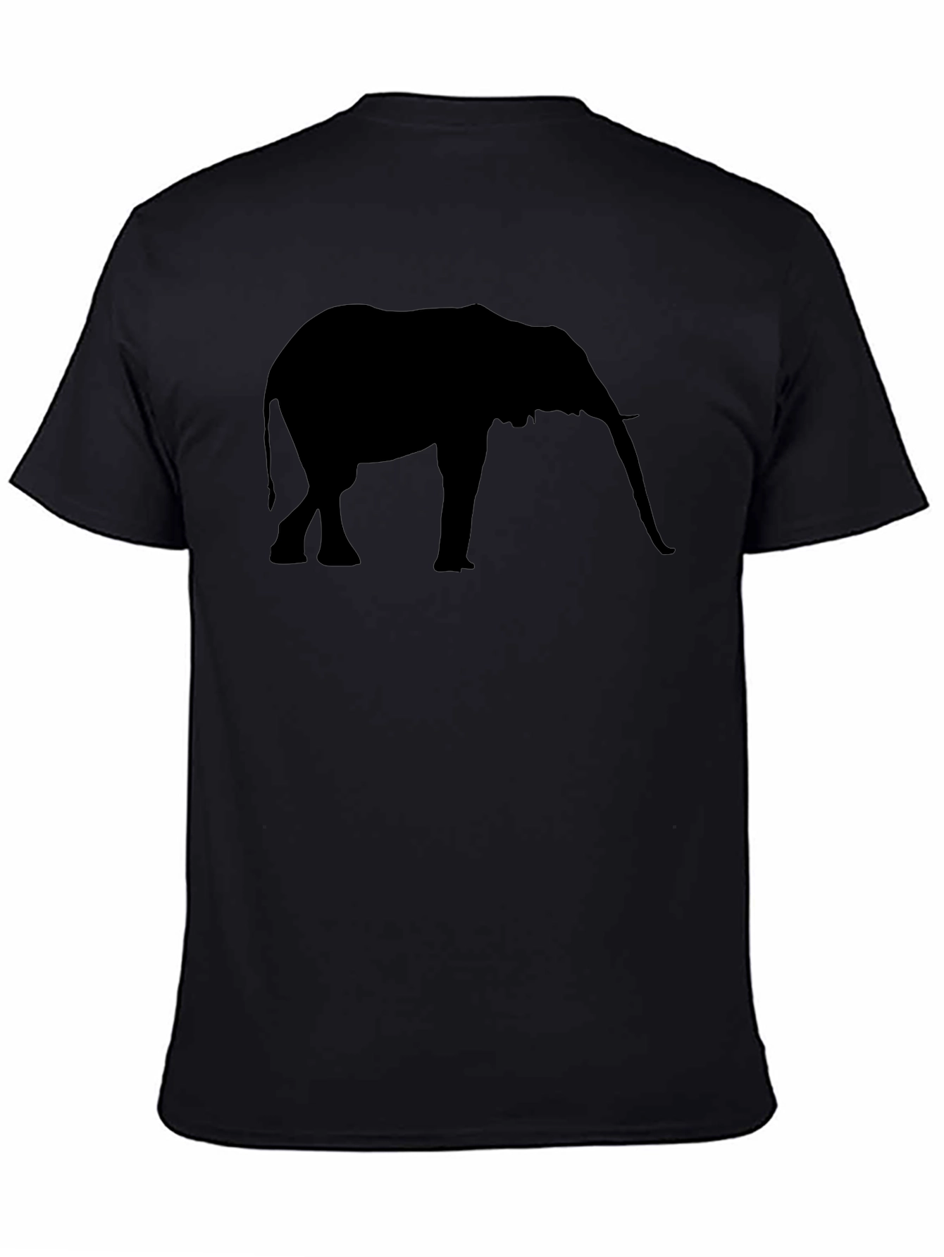 Black Elephant Silhouette Graphic Tee - Black Cotton T-Shirt view 4