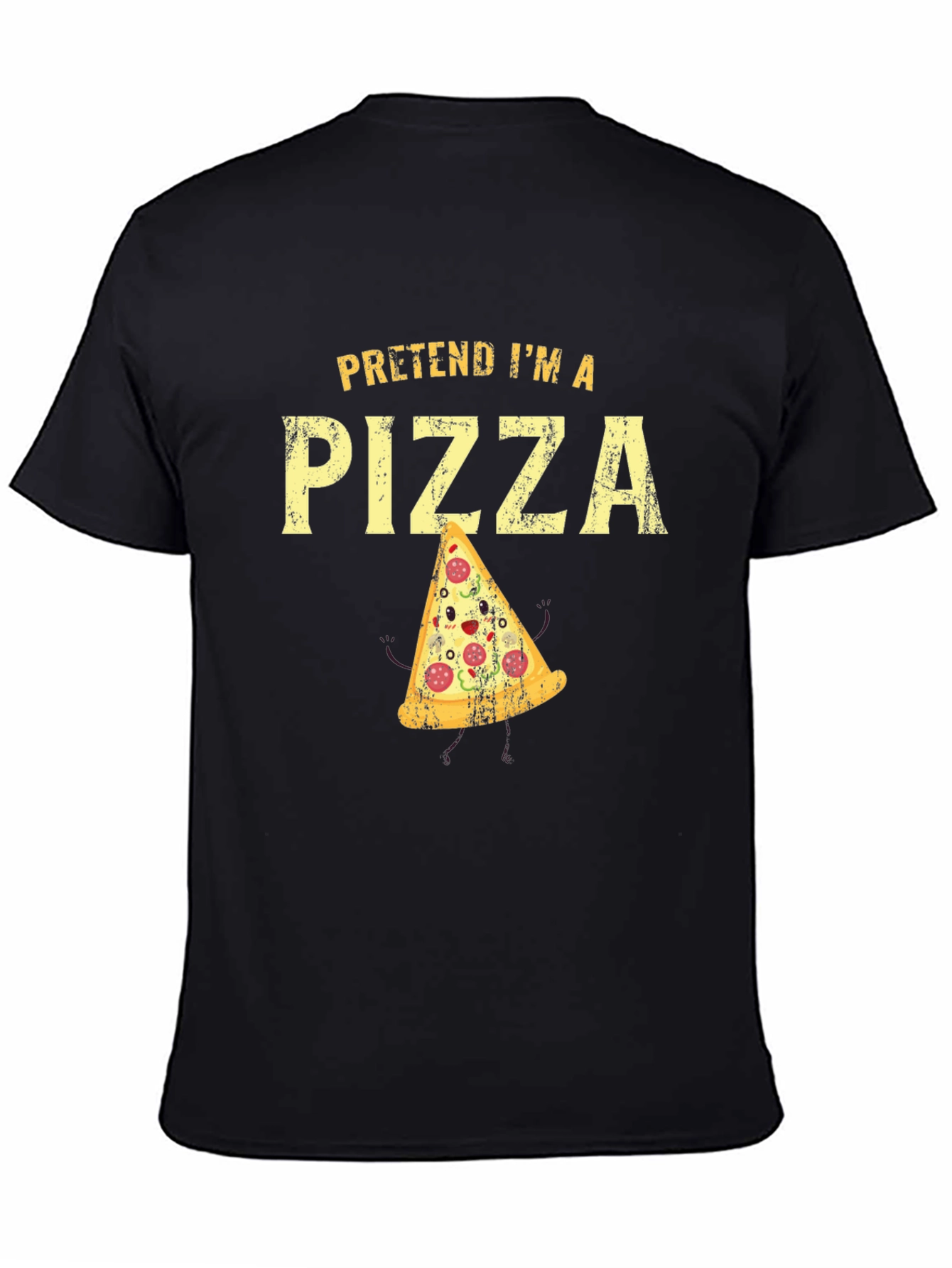 Black Pretend I'm A Pizza Graphic T-Shirt view 4