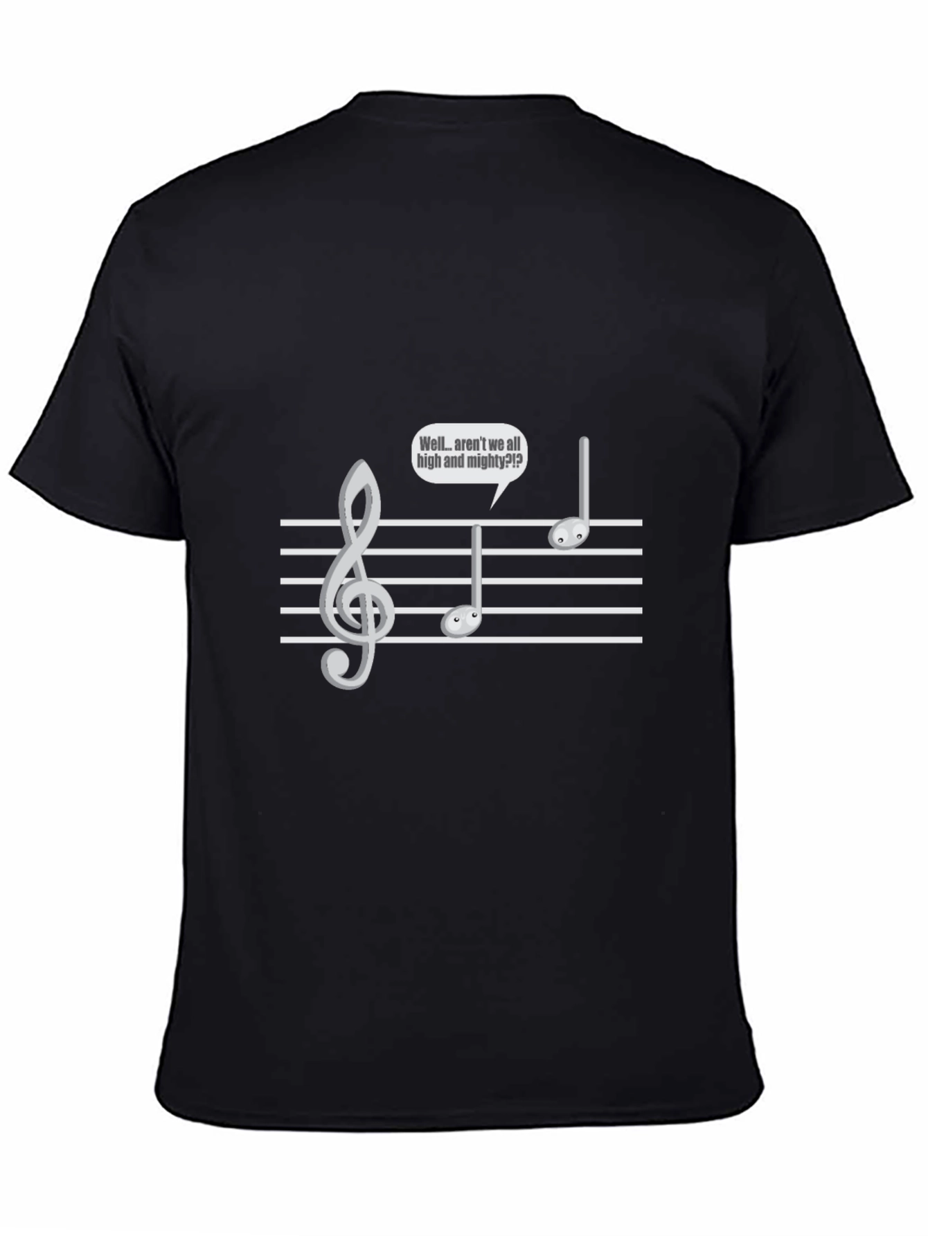 Black Musical Humor T-Shirt - 'High and Mighty' view 4