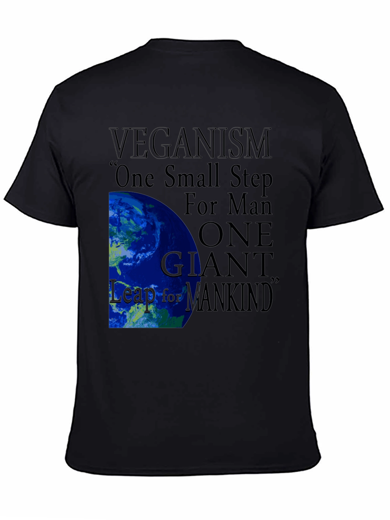 Black Veganism One Small Step Graphic Tee view 4