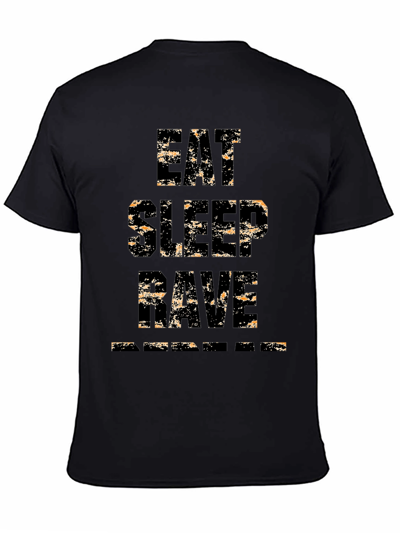 Black Eat Sleep Rave Repeat Men's Black Graphic T-Shirt view 4