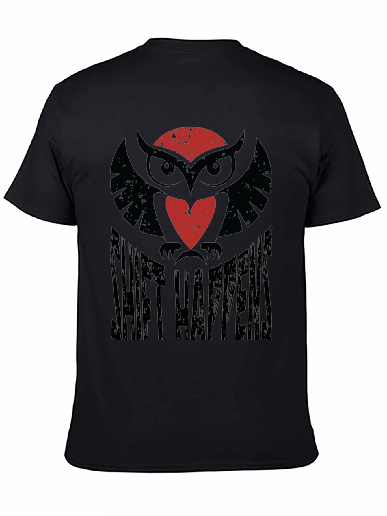 Black Shift Happens Owl T-Shirt - Black view 4