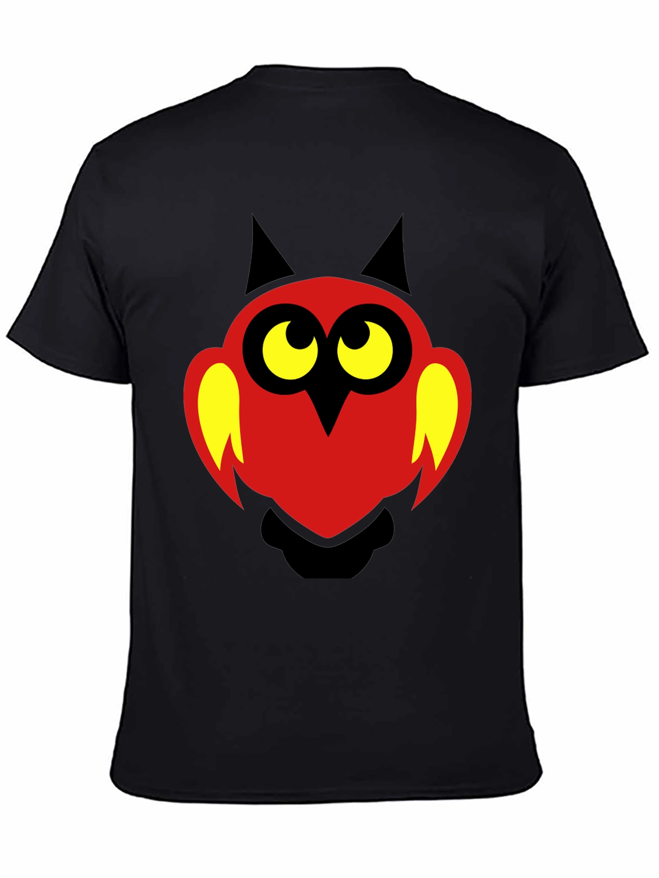 Black Cartoon Owl Graphic Print T-Shirt - Black view 4