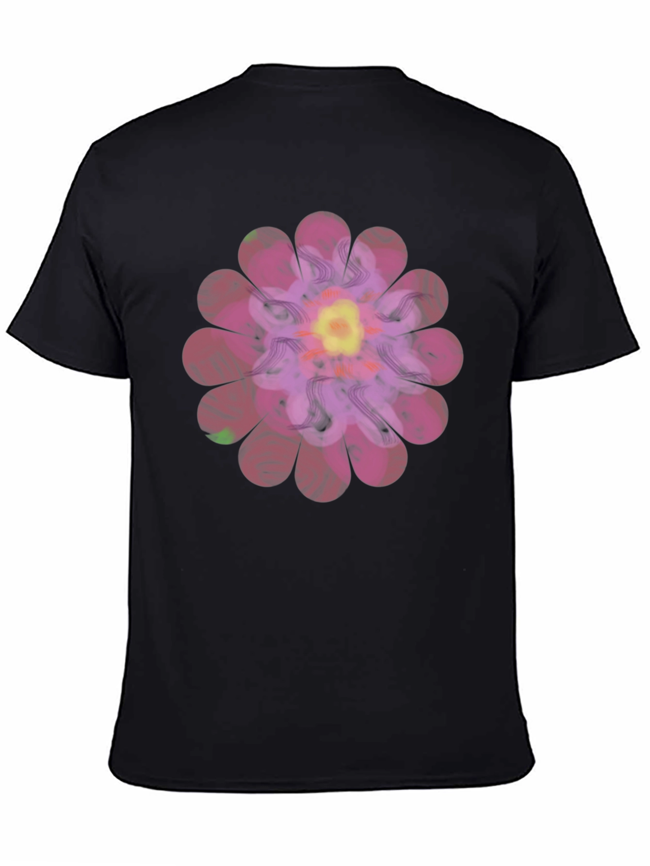 Black Floral Print Men's T-Shirt - Unique Design view 4