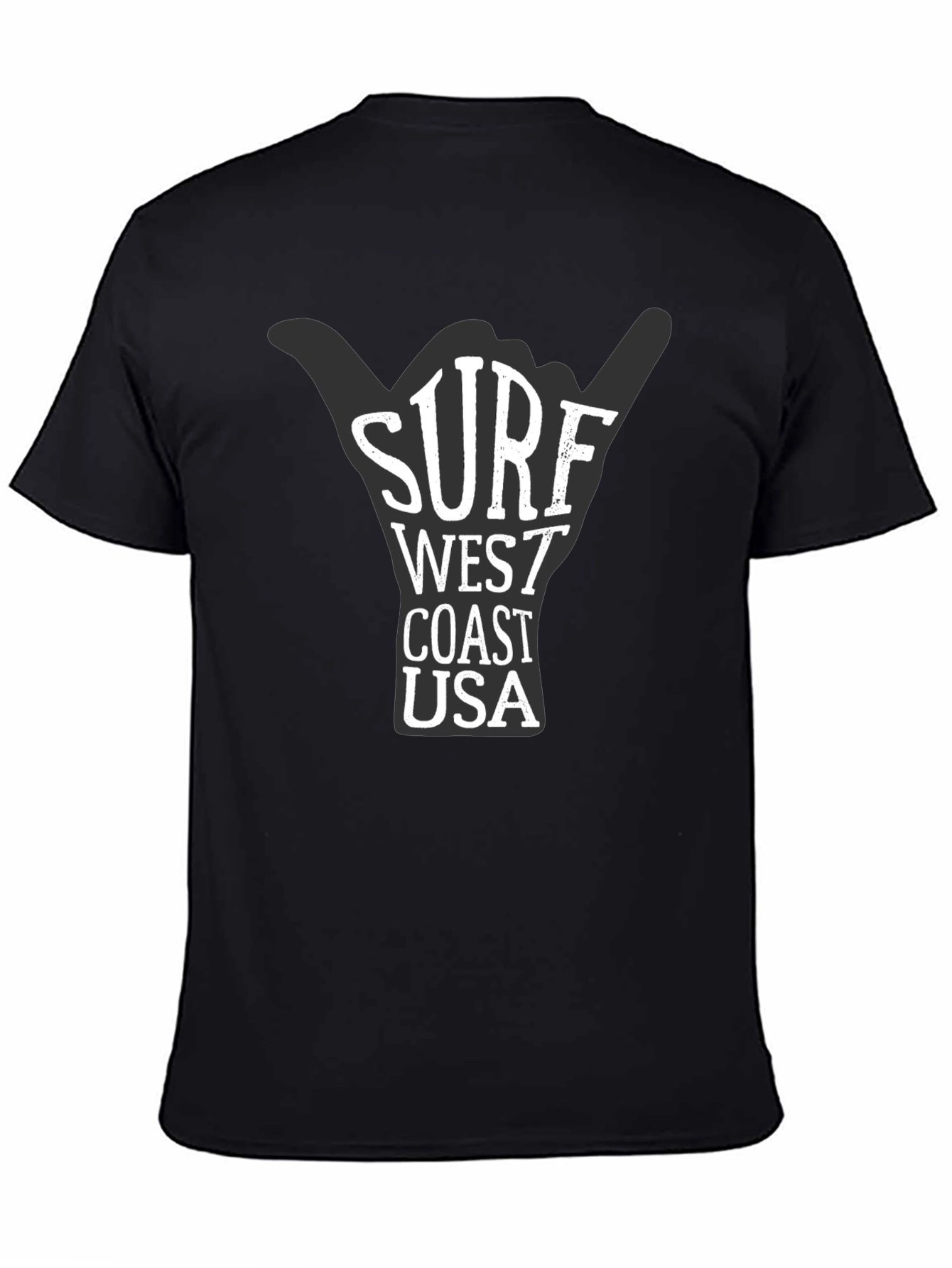 Black Surf West Coast USA Graphic T-Shirt view 4