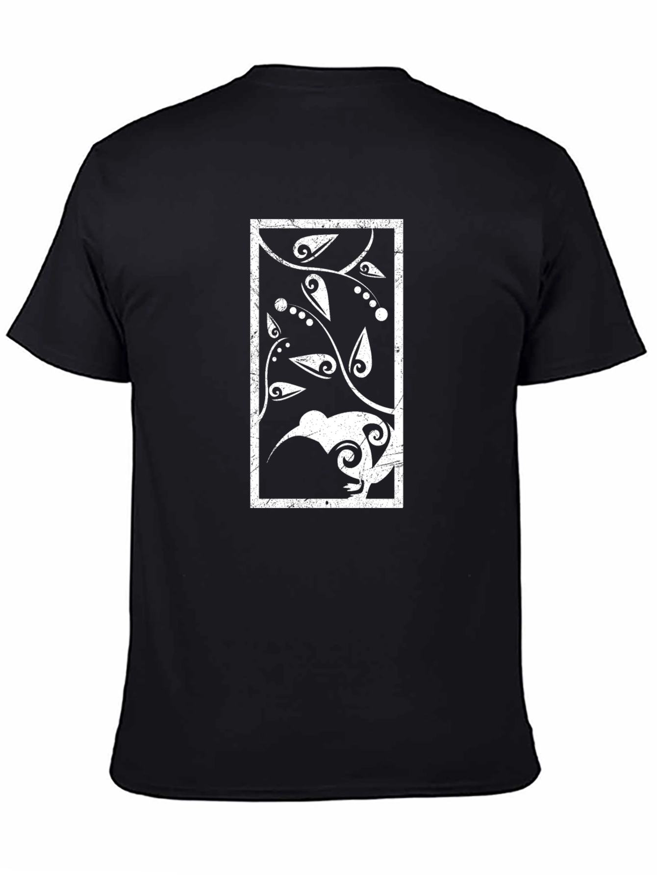 Black Abstract Kiwi Bird Graphic Tee - Black view 4
