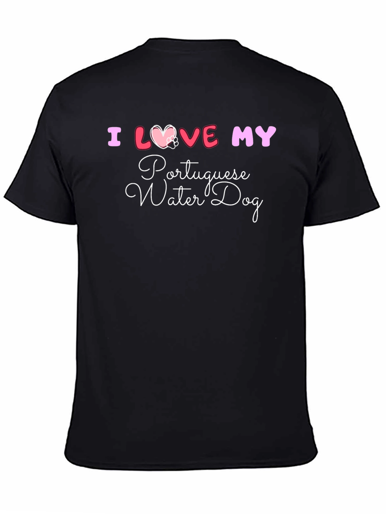 Black I Love My Portuguese Water Dog T-Shirt view 4