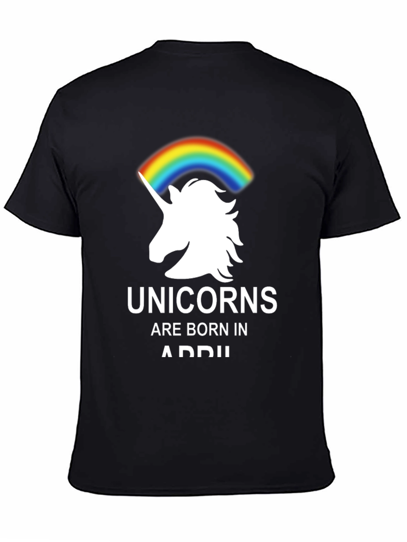 Black Unicorns Are Born in April T-Shirt view 4
