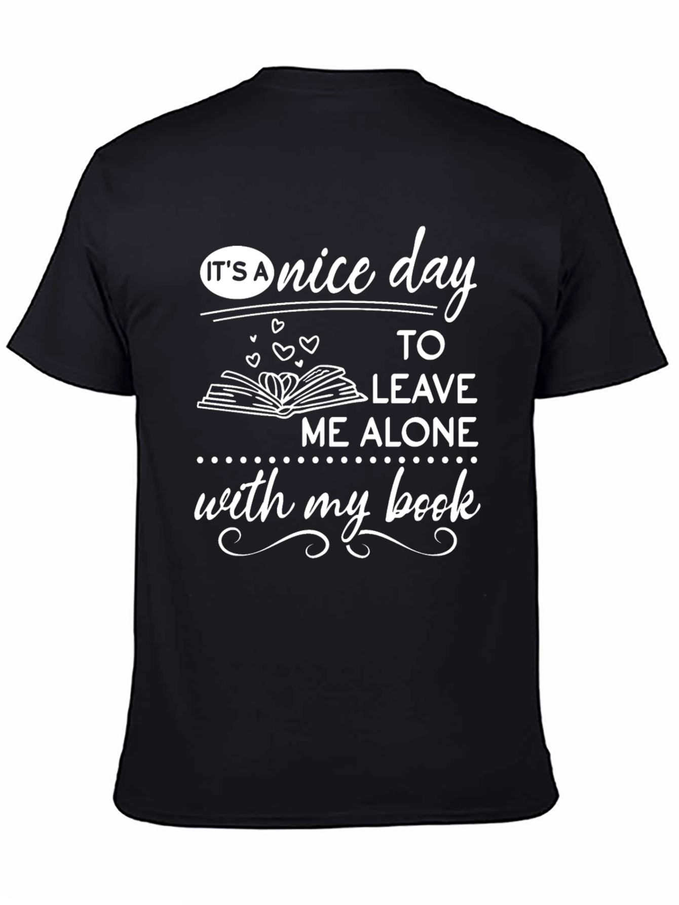 Black Funny Reader T-Shirt - Leave Me Alone With My Book view 4