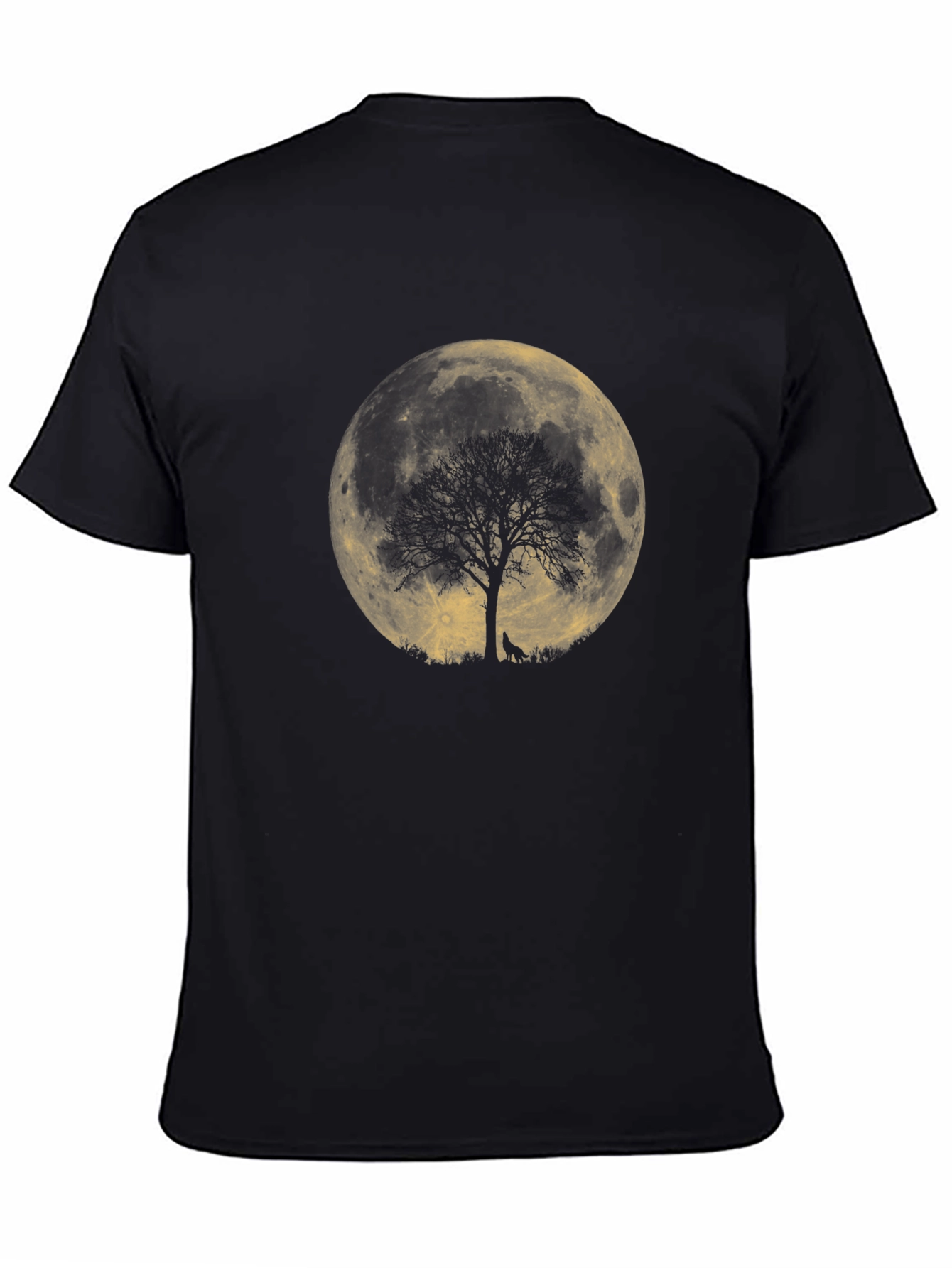 Black Wolf Moon Tree Graphic Tee - Black view 4