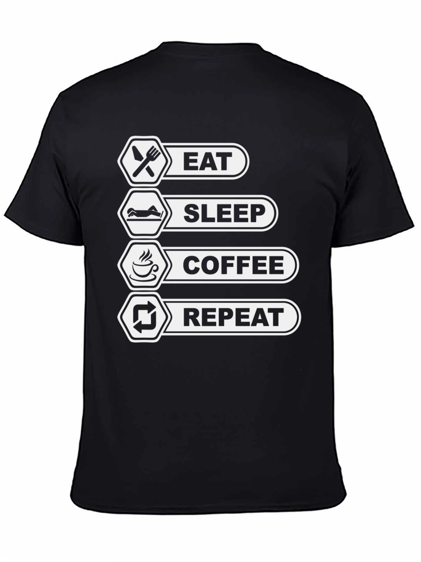 Black Eat Sleep Coffee Repeat Graphic Tee - Black view 4