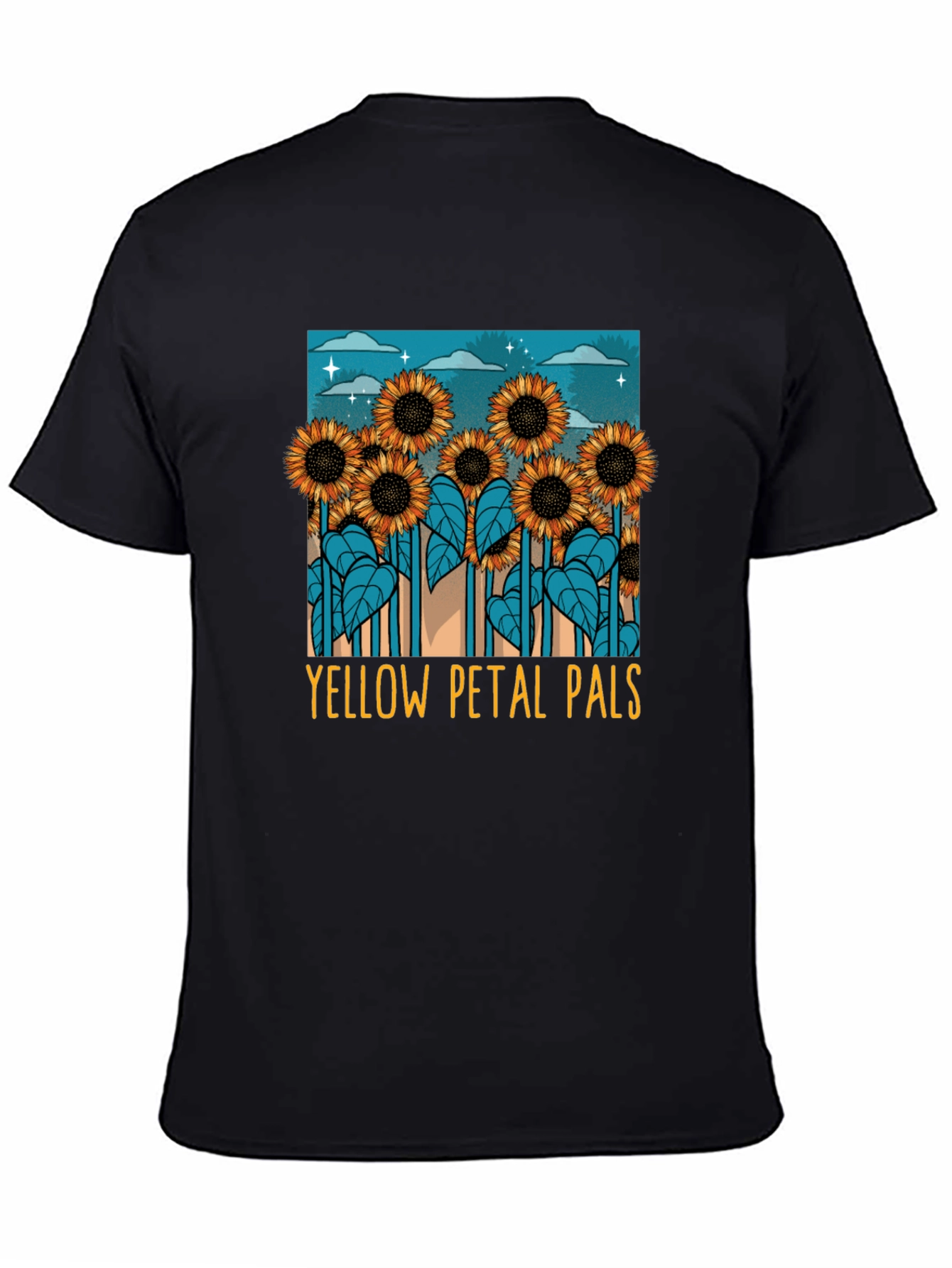 Black Sunflower Graphic Tee - Yellow Petal Pals T-Shirt view 4
