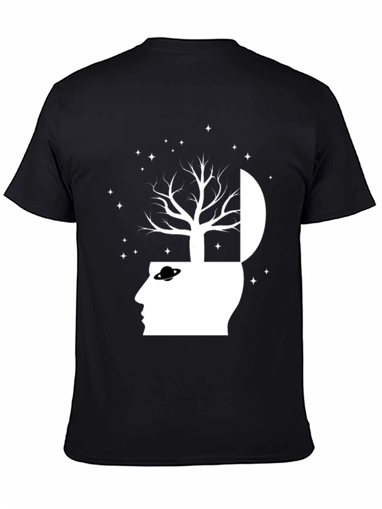 Black Cosmic Mind T-Shirt - Black Graphic Tee view 4