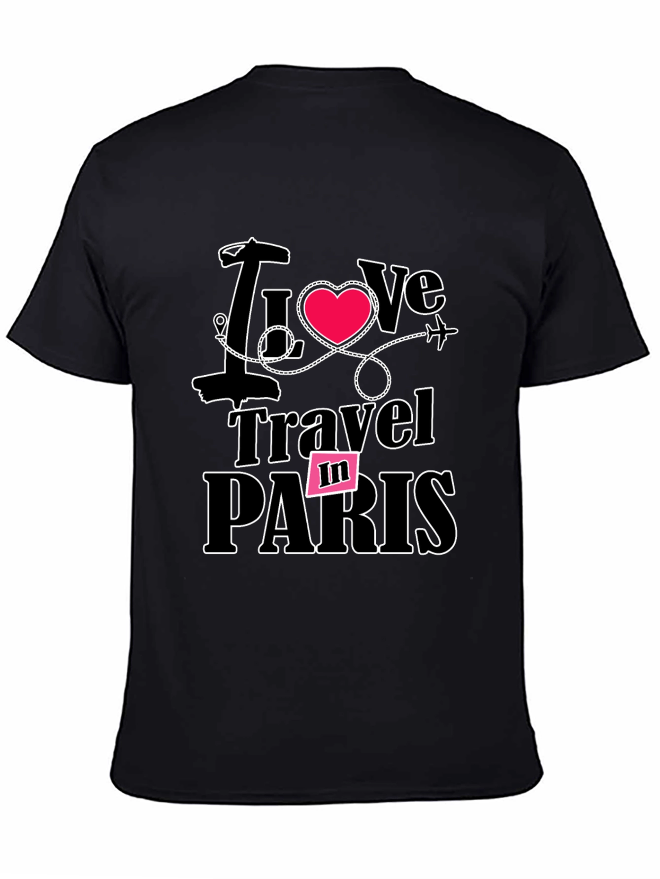 Black I Love Travel in Paris Black T-Shirt view 4