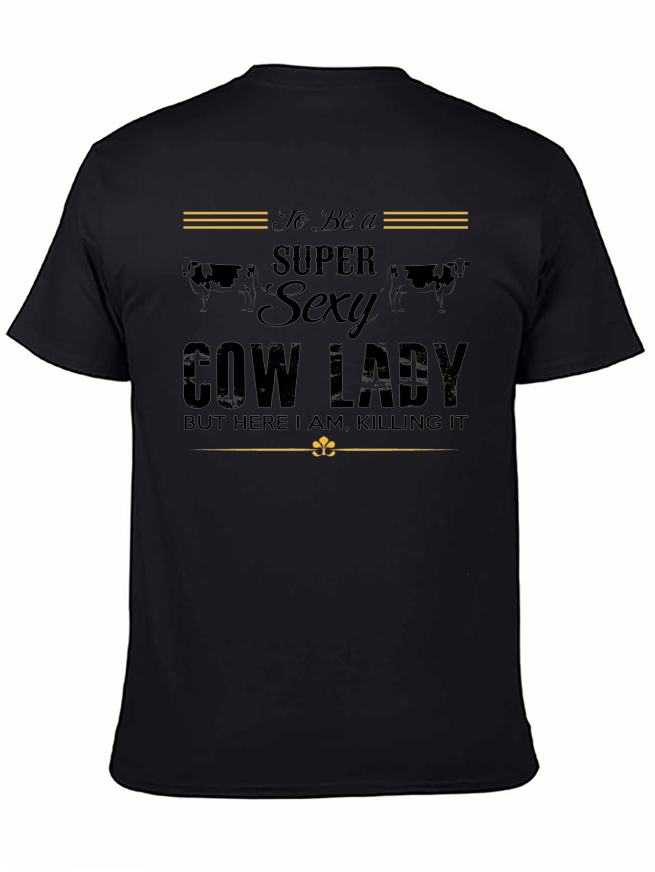 Black Super Sexy Cow Lady T-Shirt view 4