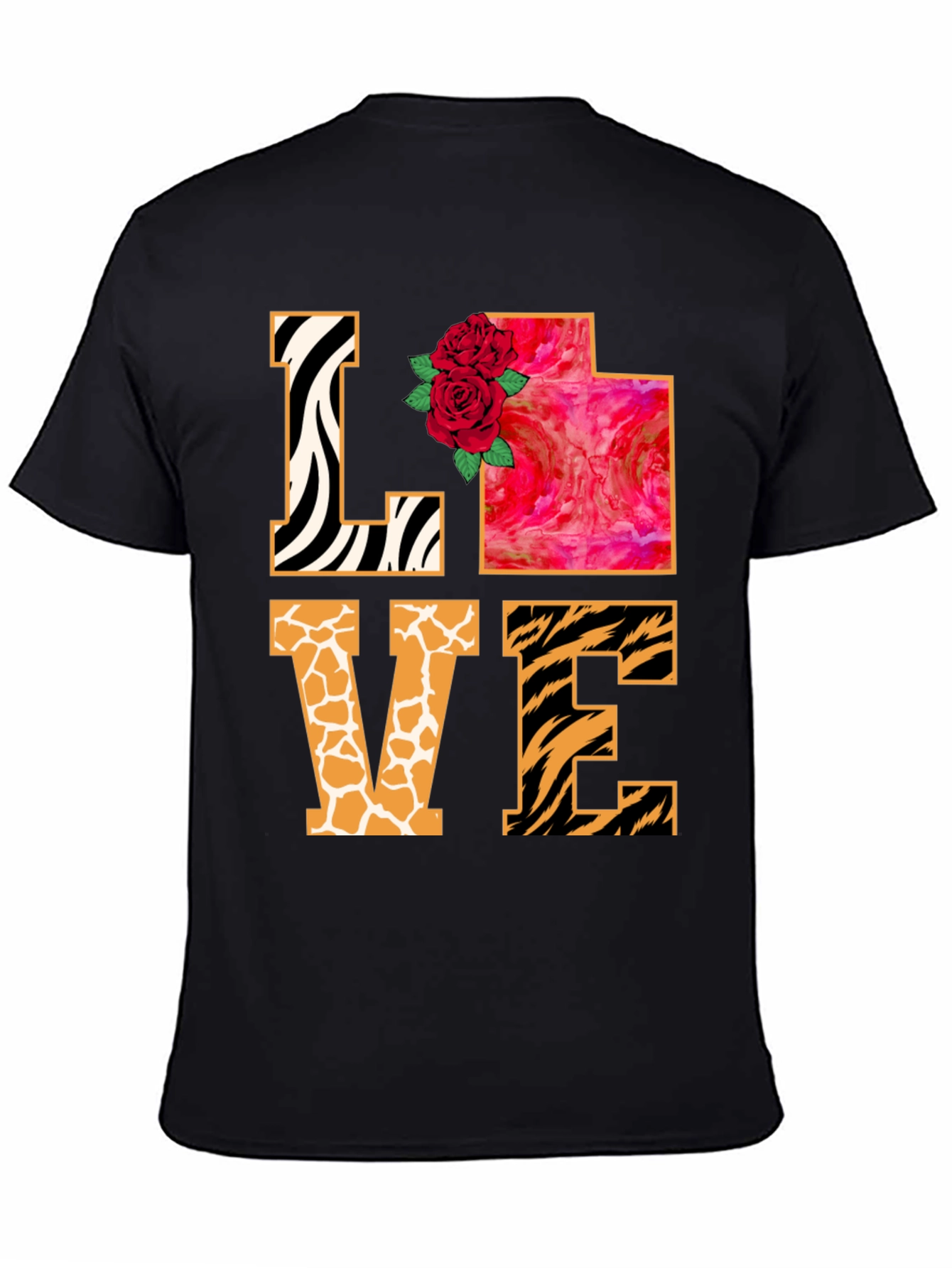Black LOVE Animal Print Graphic T-Shirt view 4