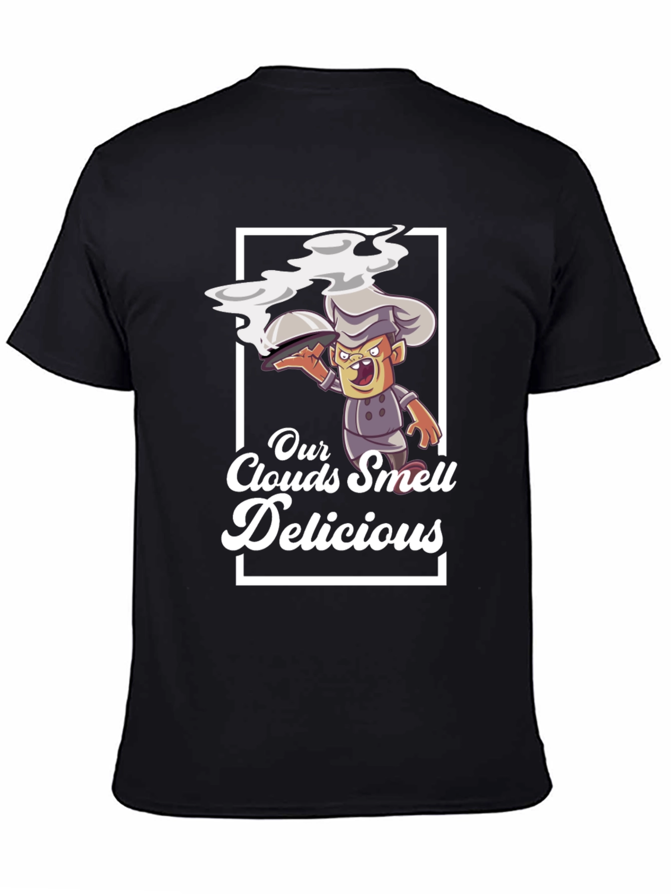 Black Our Clouds Smell Delicious T-Shirt Chef Cartoon Black view 4