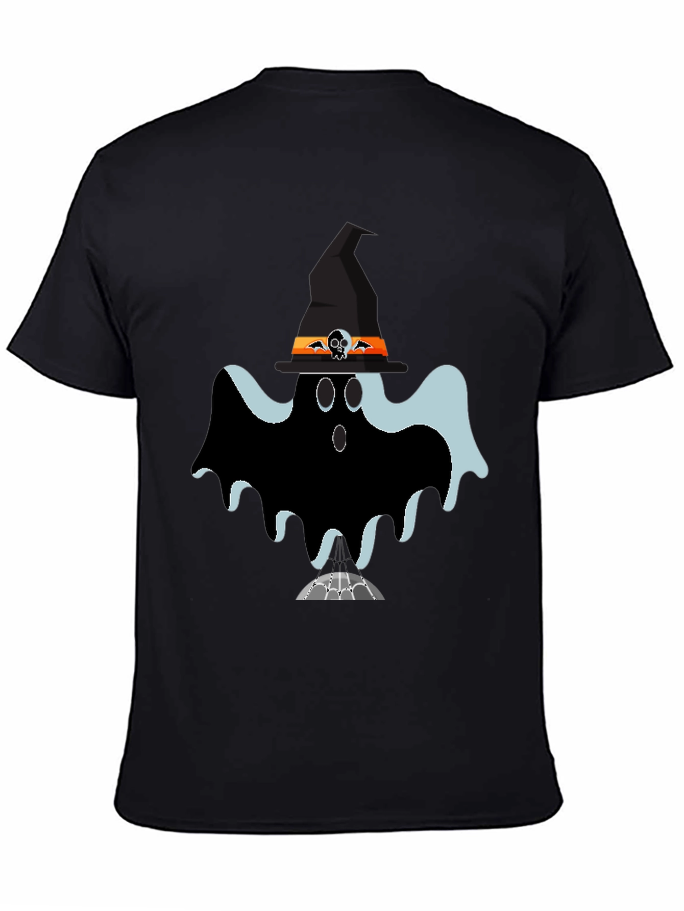 Black Halloween Ghost Tee: Spooky Season Style view 4