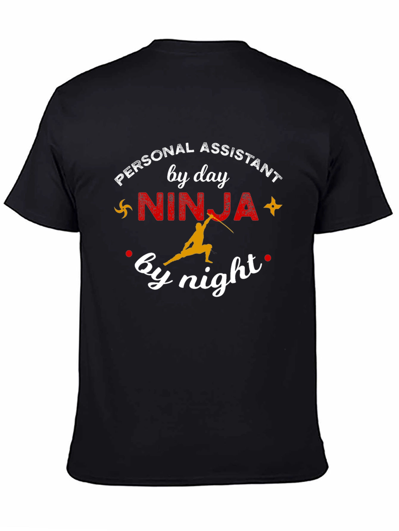 Black Personal Assistant Ninja T-Shirt - Day & Night view 4