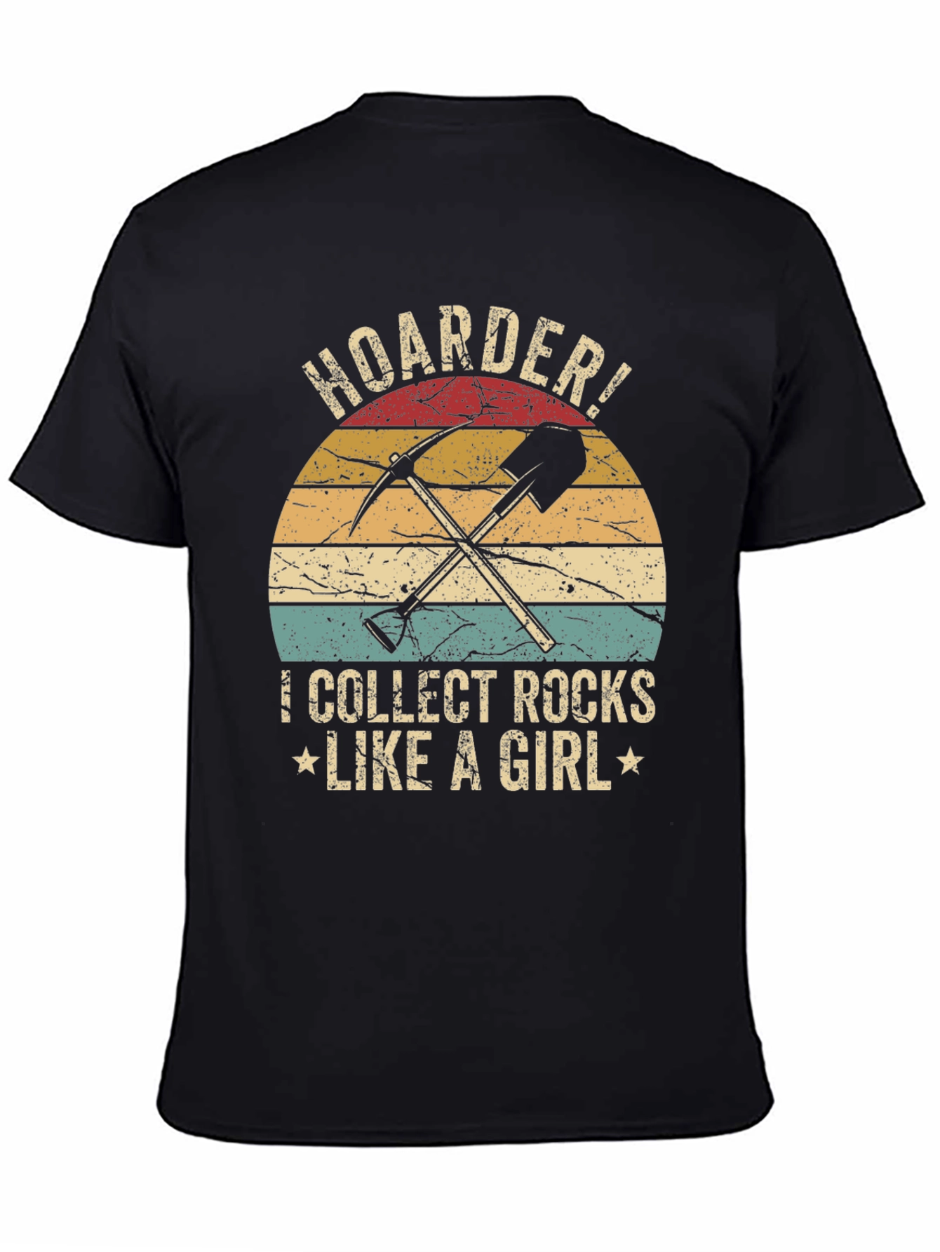 Black Hoarder! I Collect Rocks Like a Girl T-Shirt view 4