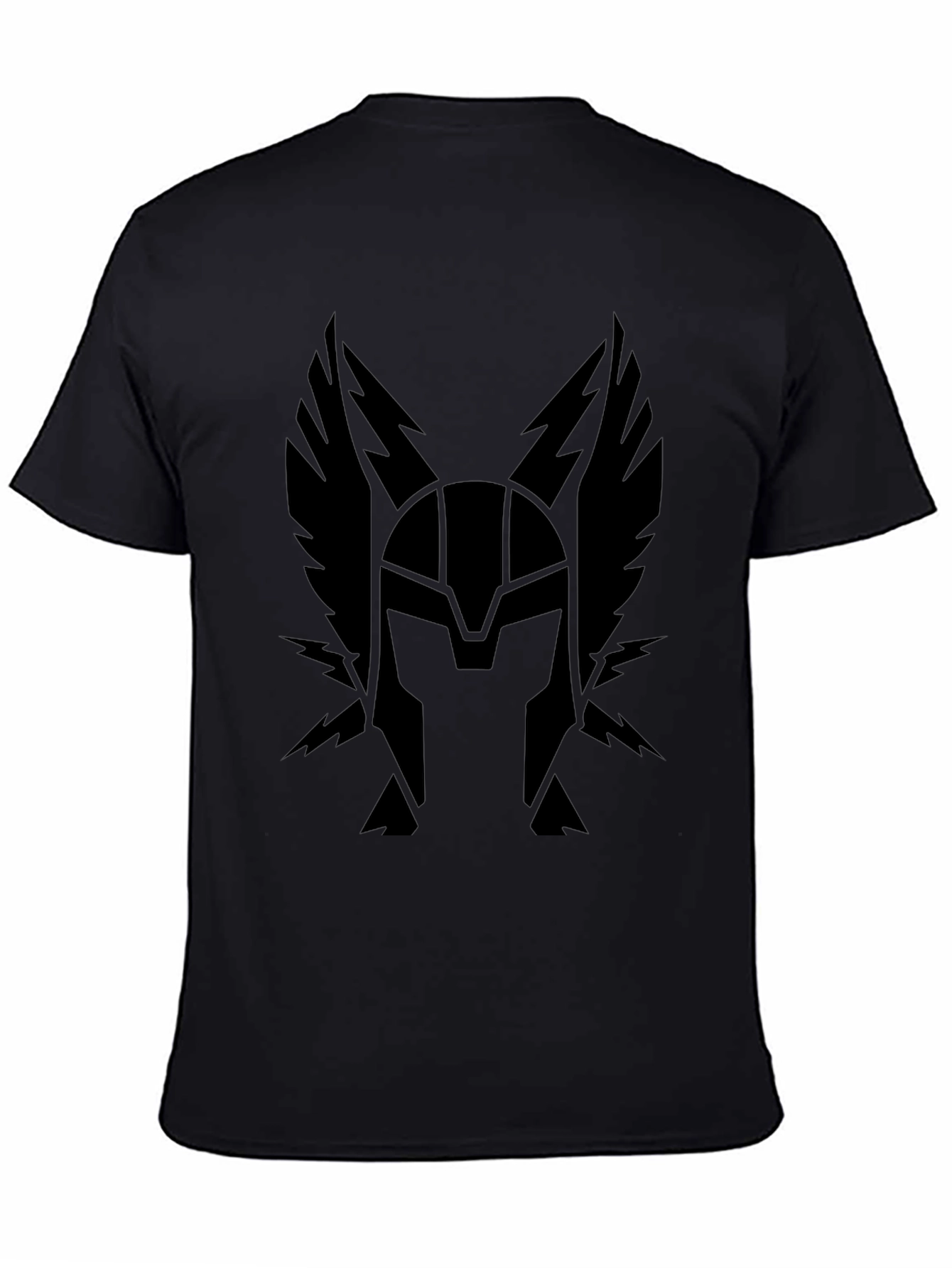 Black Winged Helmet Graphic Tee - Classic Black T-Shirt view 4