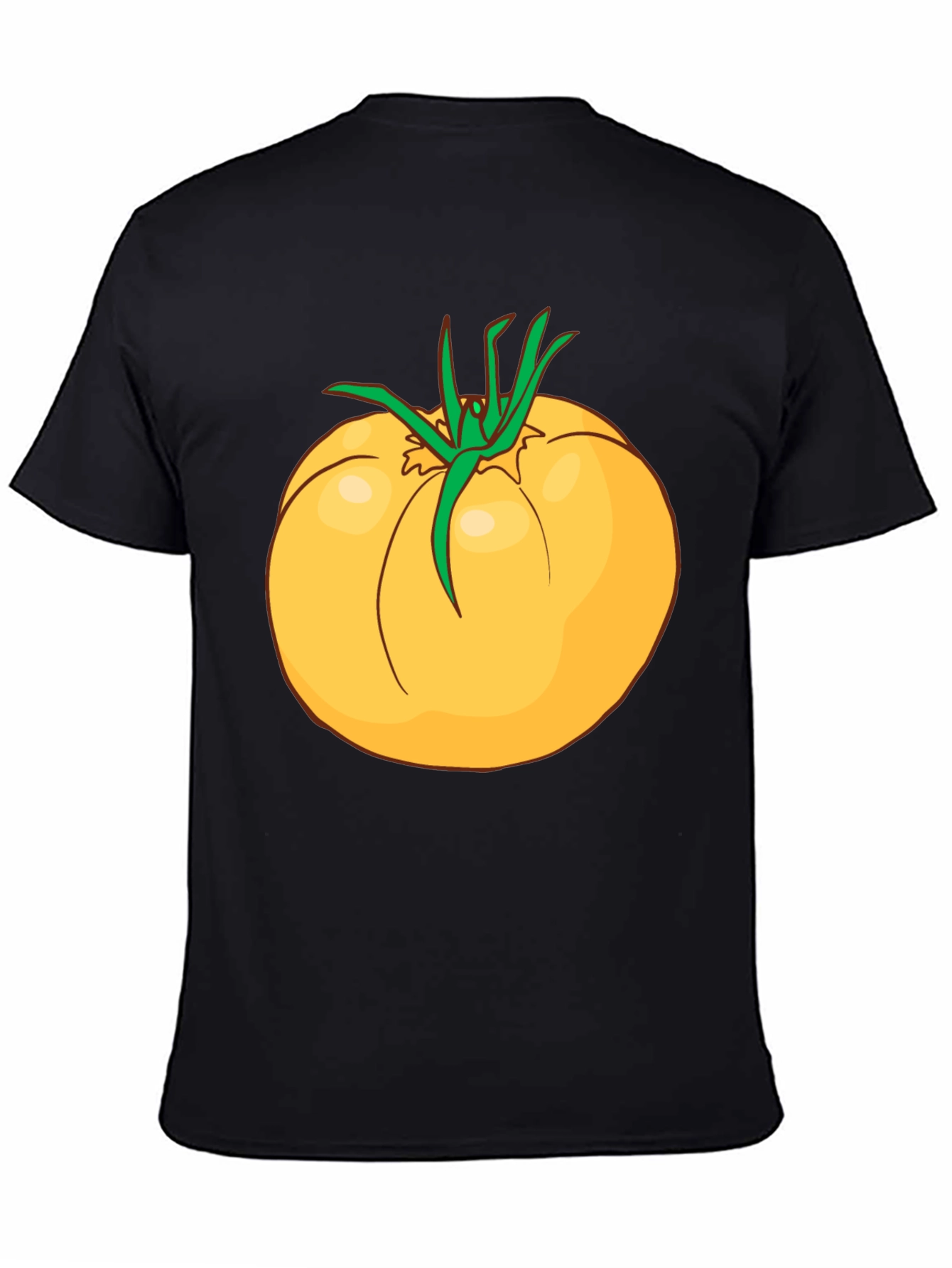 Black Yellow Tomato Graphic T-Shirt - Casual Cotton Tee view 4