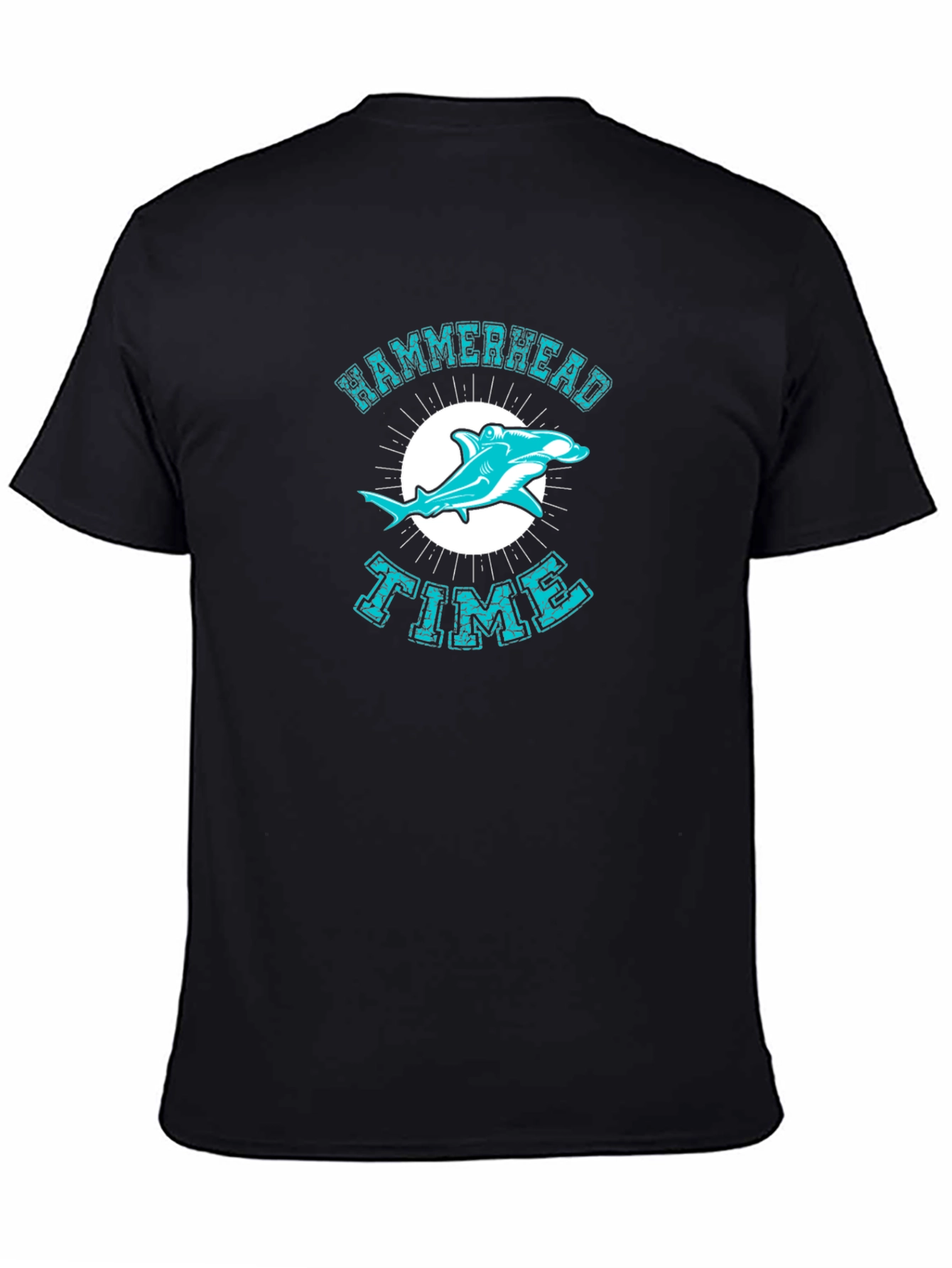Black Hammerhead Shark Time Graphic T-Shirt view 4