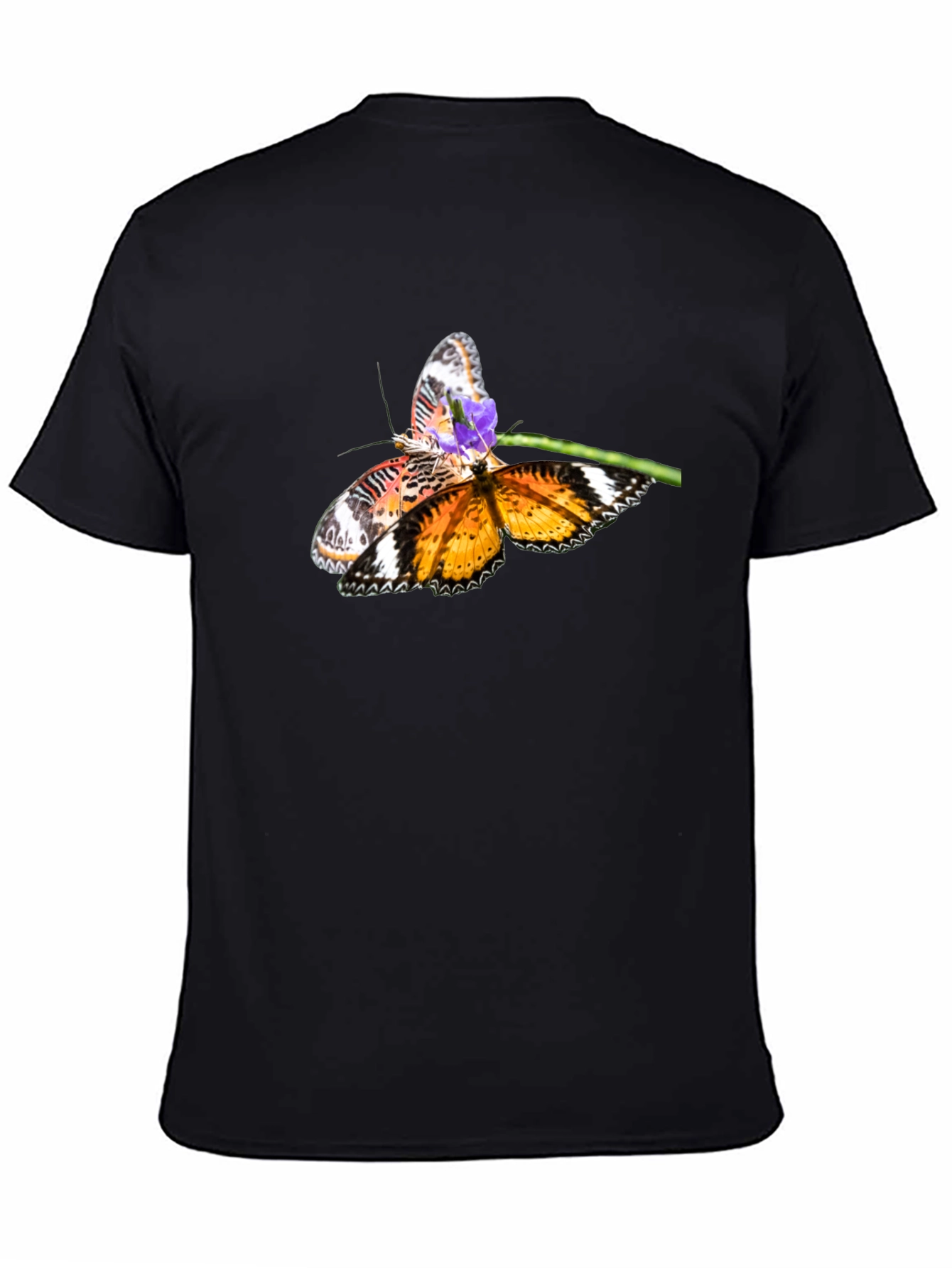 Black Butterfly Graphic Print Black T-Shirt view 4