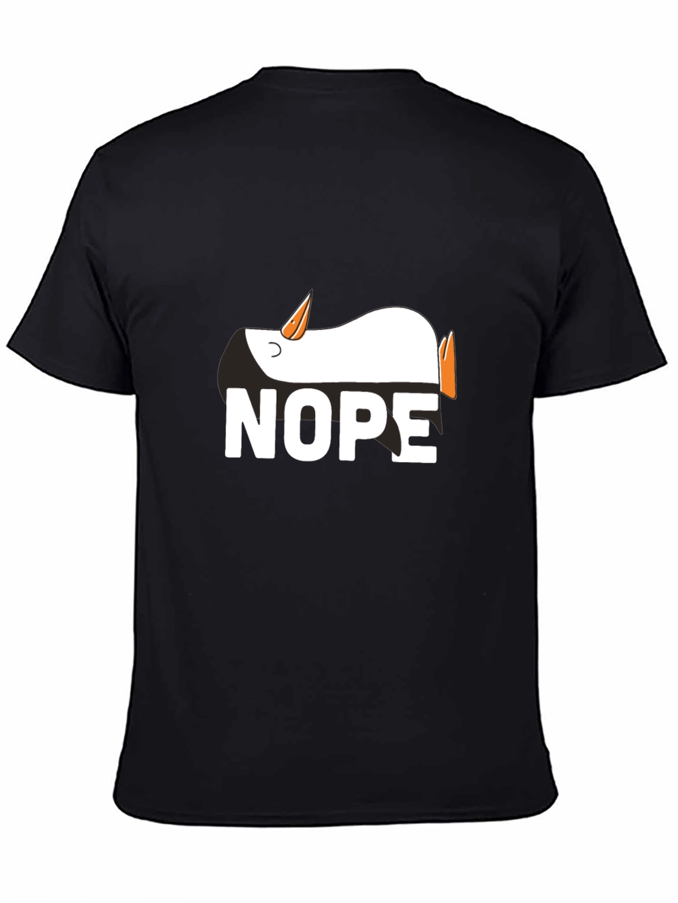 Black Nope Penguin Graphic Tee - Funny Relaxed T-Shirt view 4
