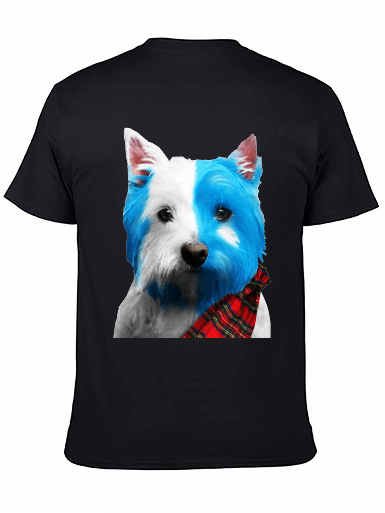 Black Dog Breed Plaid Scarf Tee view 4