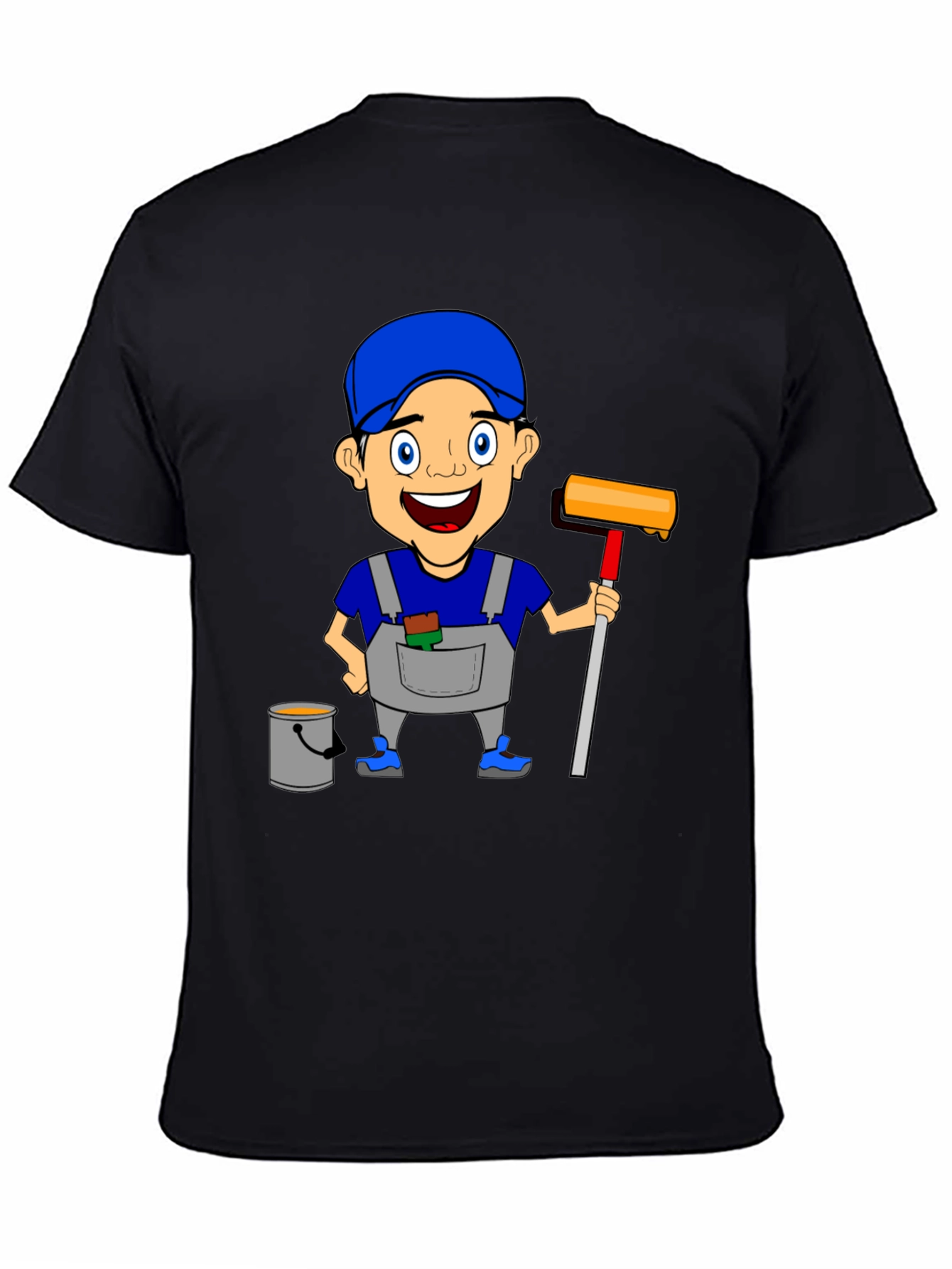 Black Painter Cartoon Graphic T-Shirt view 4