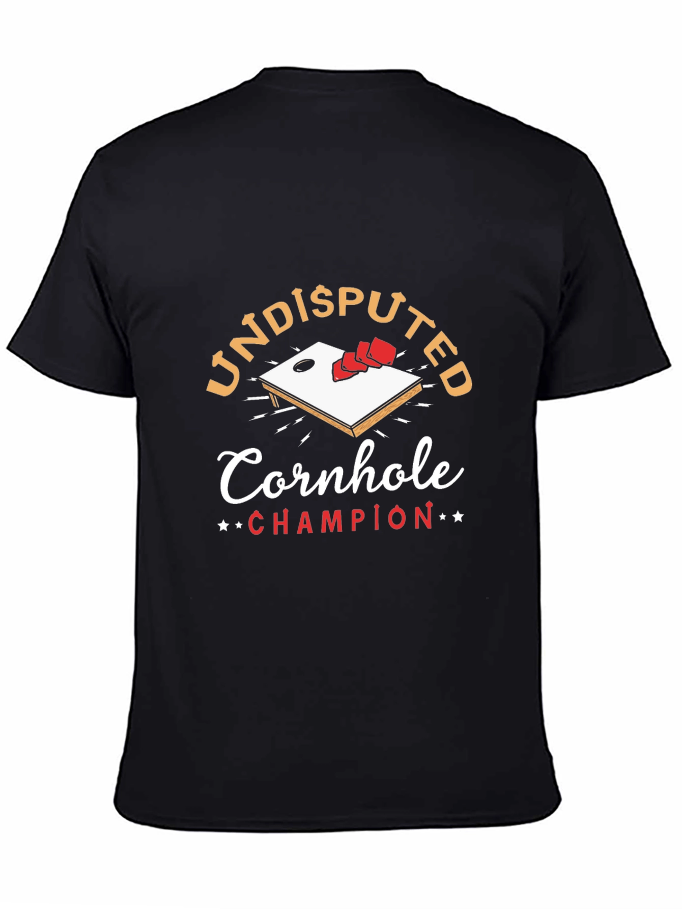 Black Undisputed Cornhole Champion Graphic T-Shirt view 4