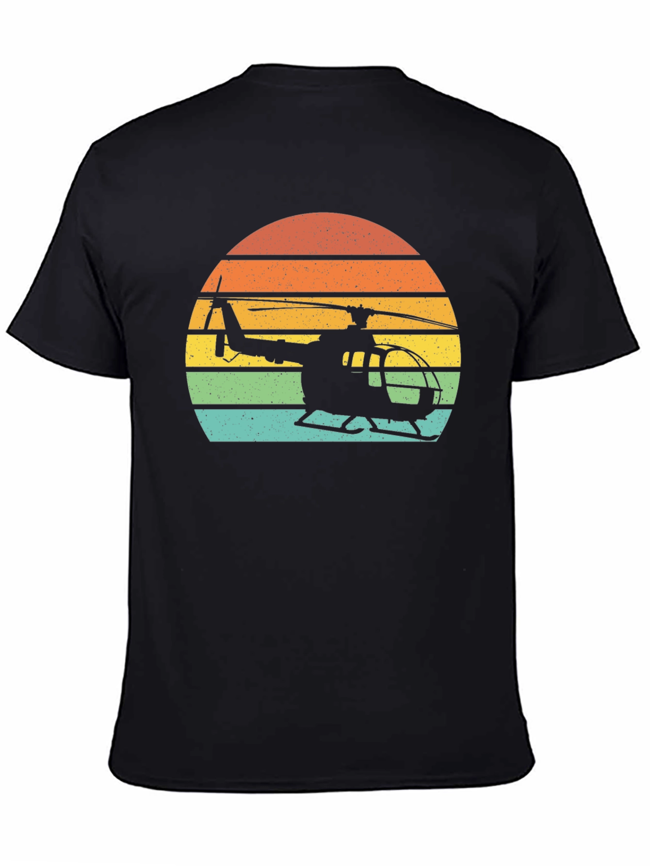 Black Vintage Helicopter Sunset Graphic T-Shirt view 4
