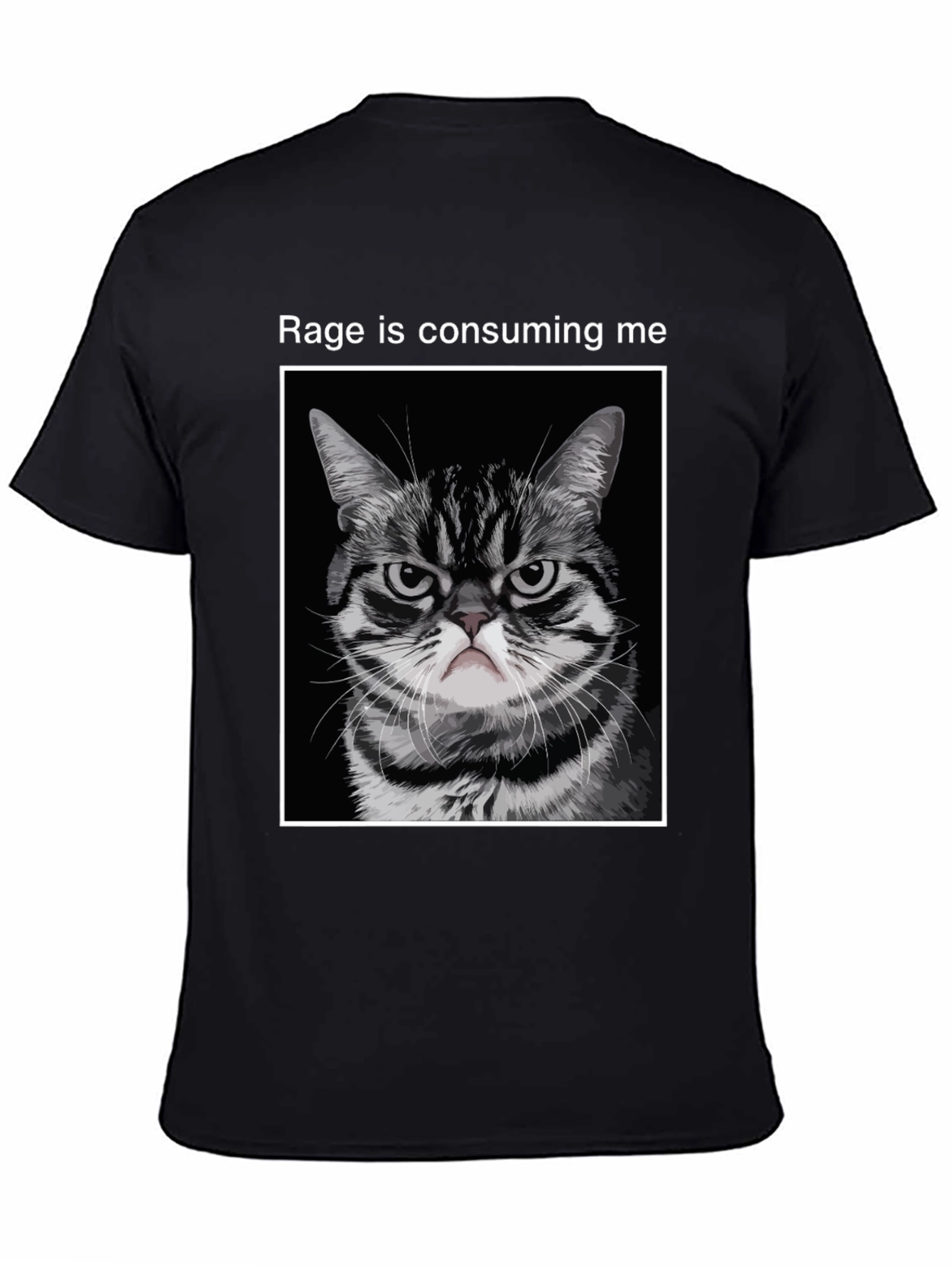 Black Rage Cat T-Shirt - Funny Angry Kitten Tee view 4