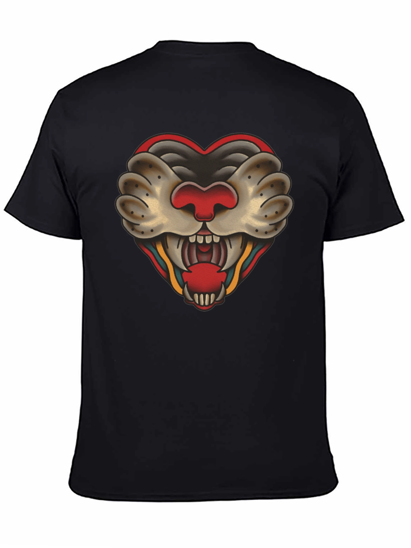 Black Heart Tattoo Graphic Tee - Bold Black Cotton view 4