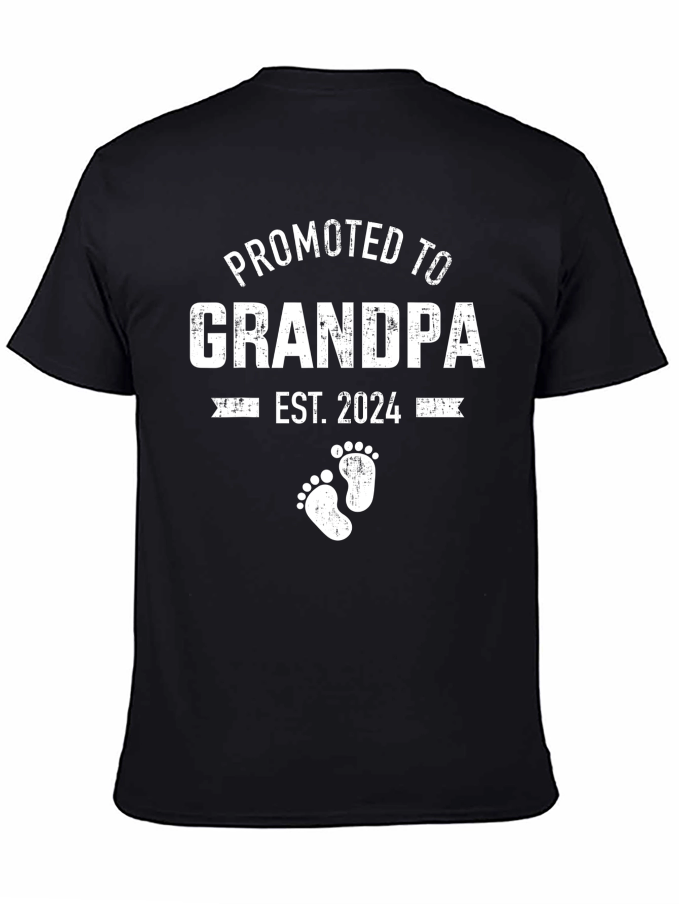 Black Promoted to Grandpa EST 2024 T-Shirt view 4