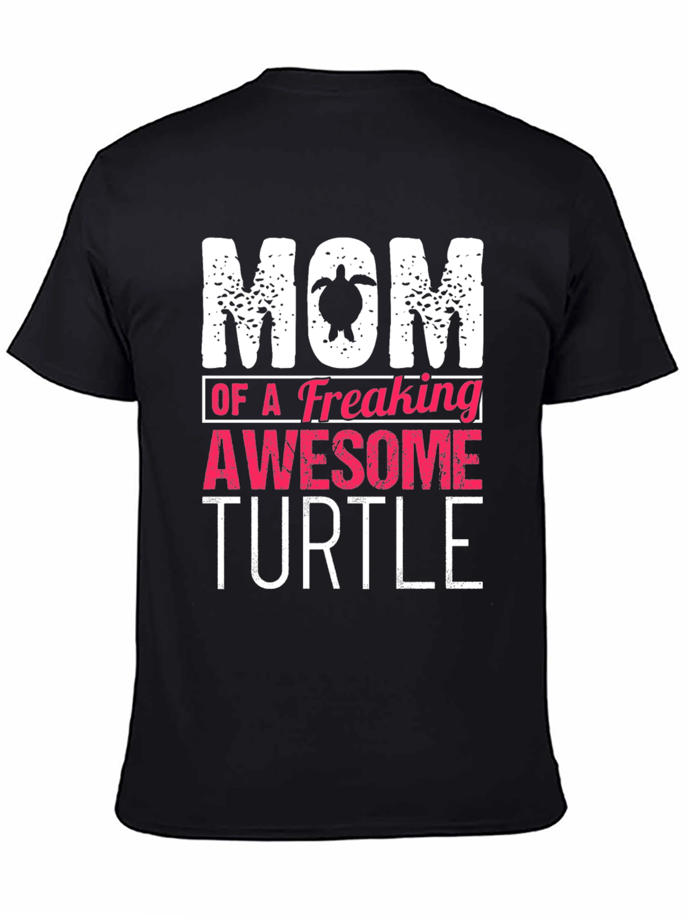 Black Mom of an Awesome Turtle Graphic T-Shirt view 4