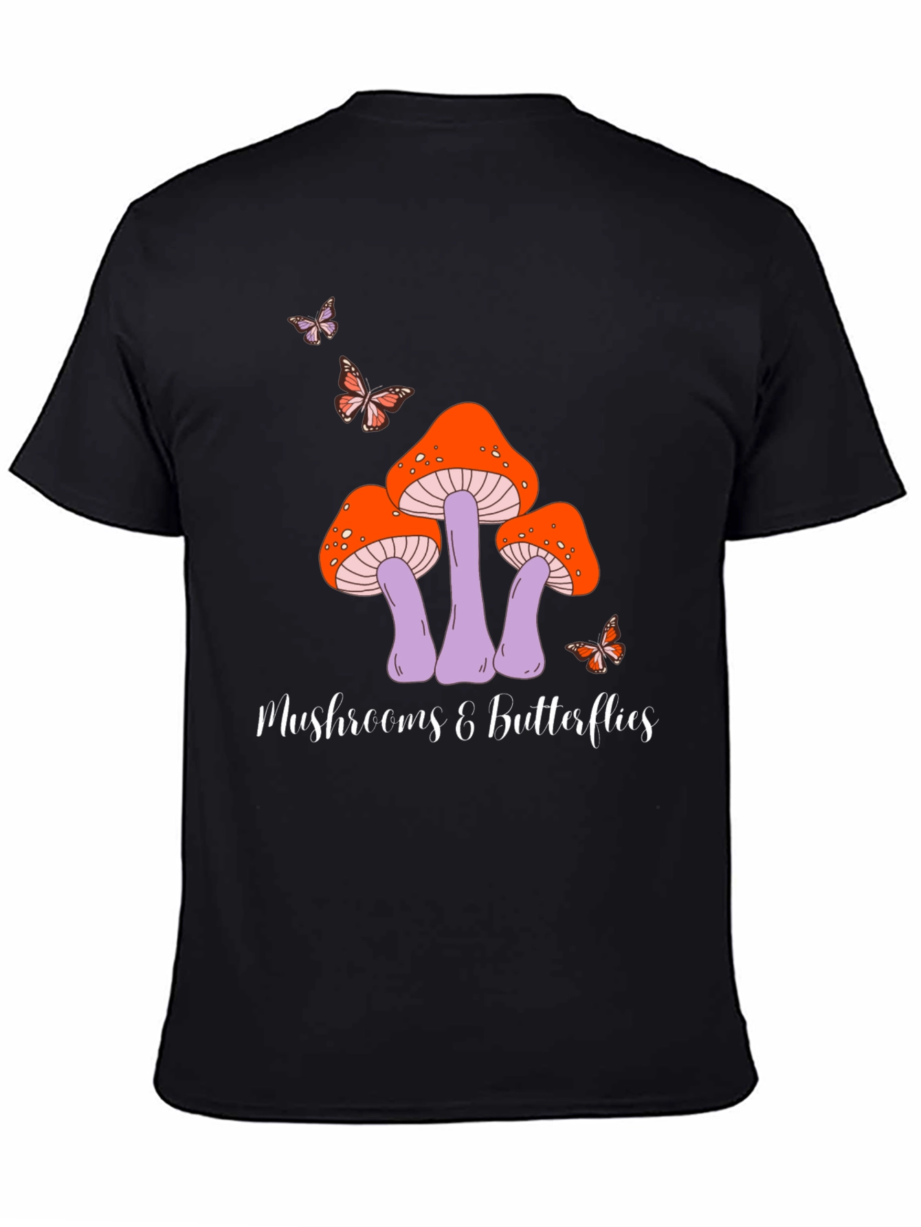Black Mushroom & Butterfly Graphic Tee view 4