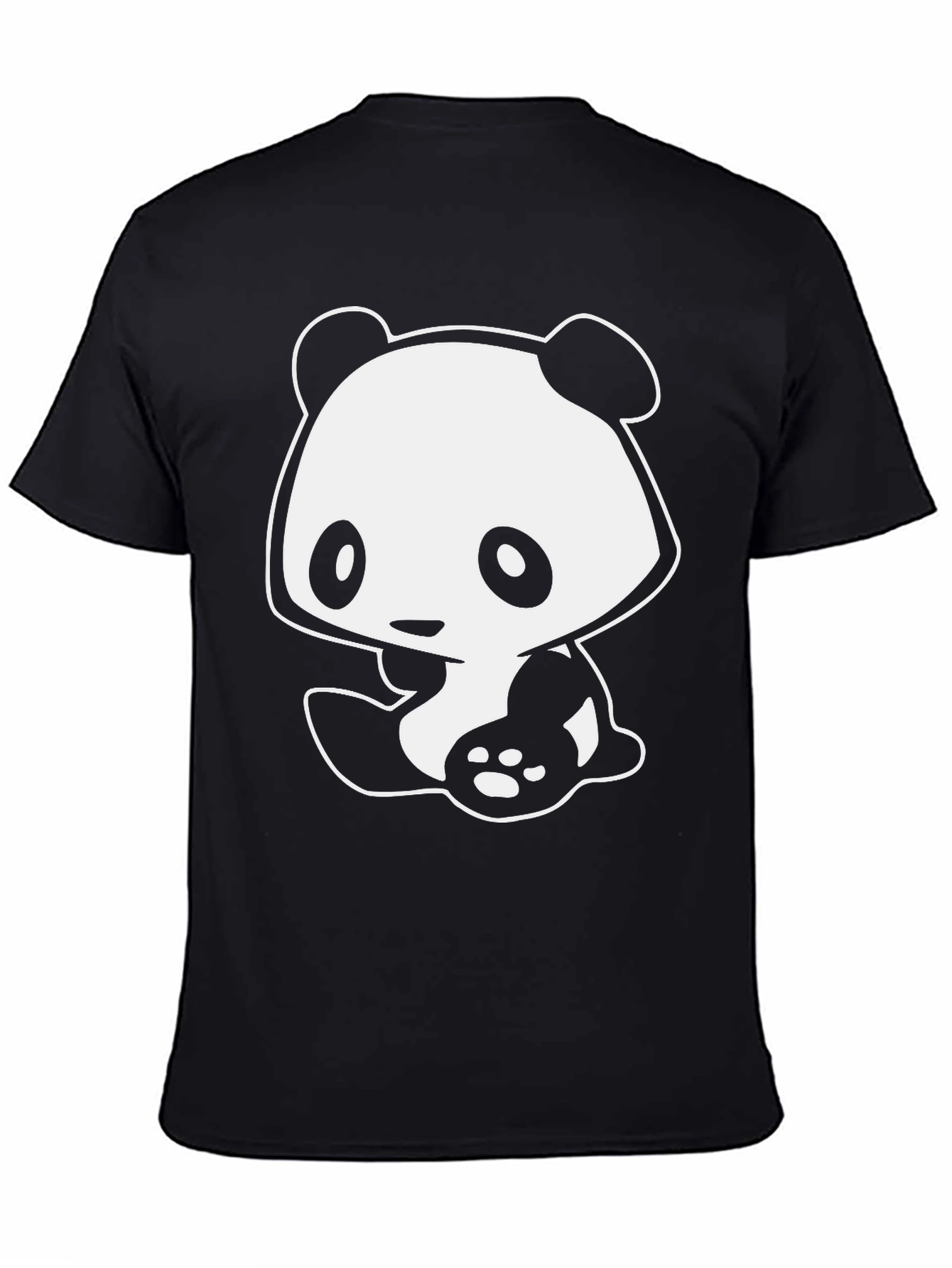 Black Cute Panda Graphic Black T-Shirt view 4