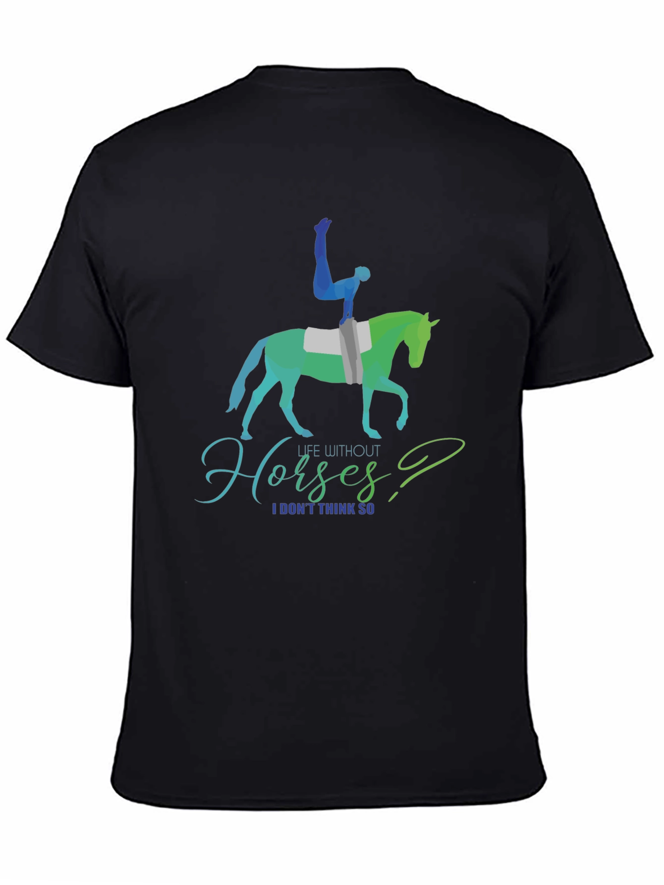 Black Equestrian T-Shirt: Life Without Horses? view 4