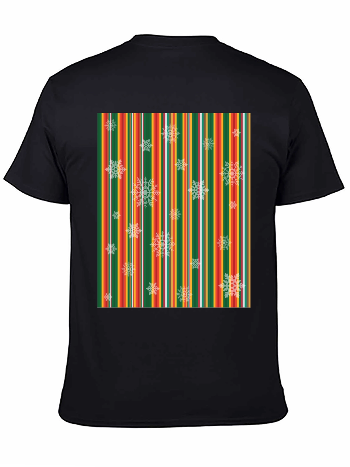 Black Festive Striped Snowflake T-Shirt view 4
