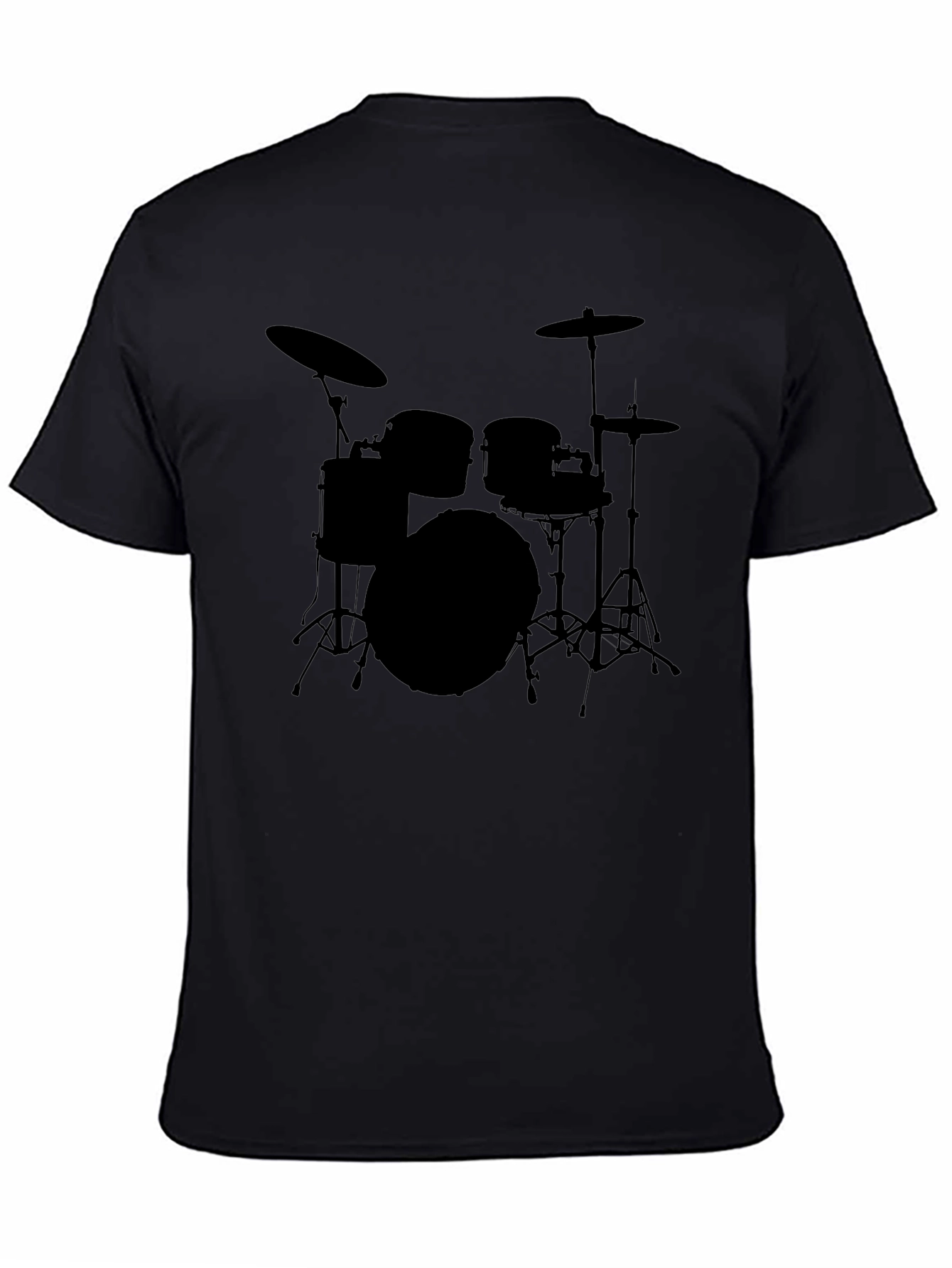 Black Drum Set Graphic Tee - Black Cotton T-Shirt view 4
